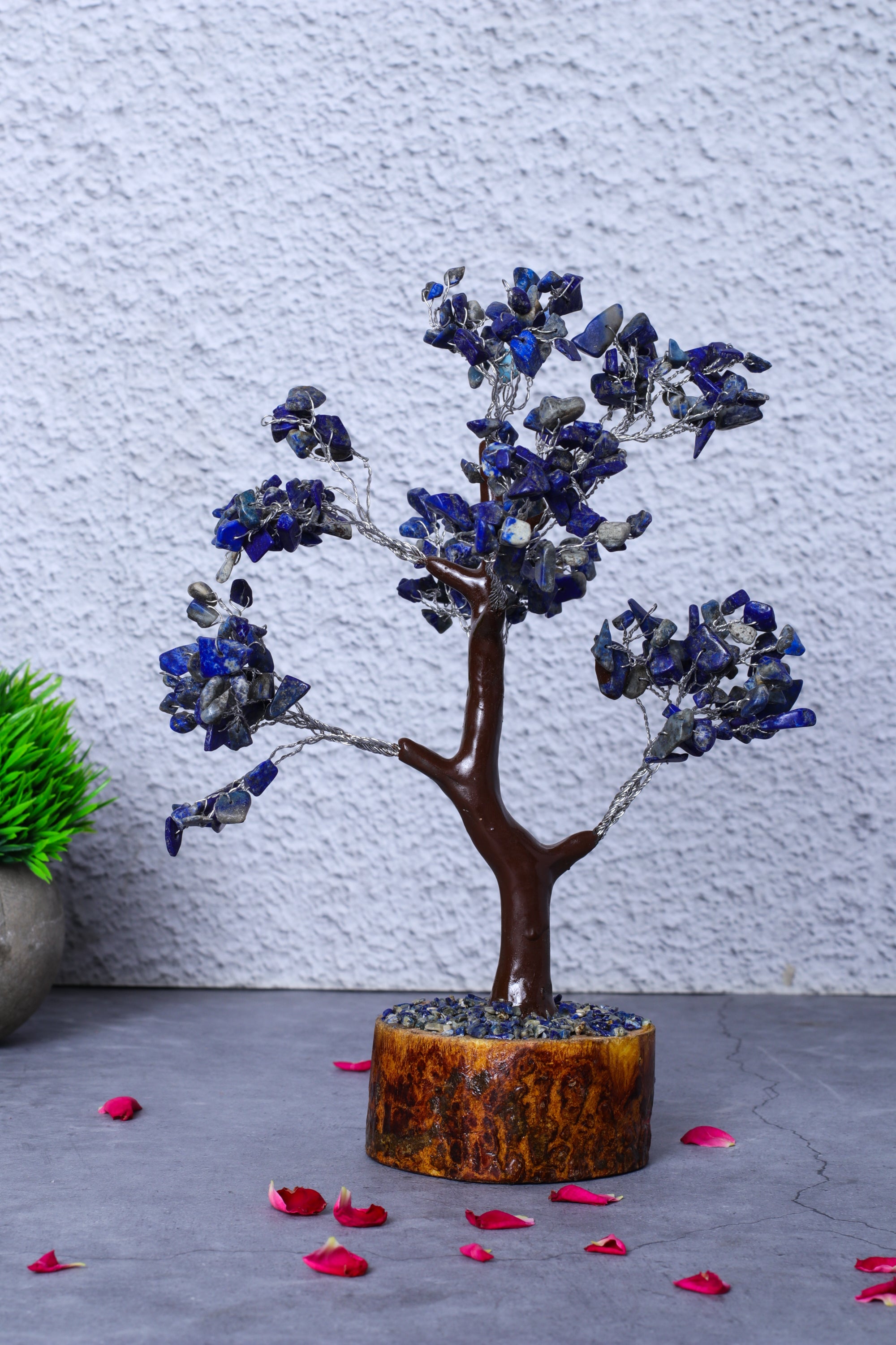 Studio Vaidik Lapis Lazuli Crystal Tree (M-seal)- 300chips Blue Height 23cm approx