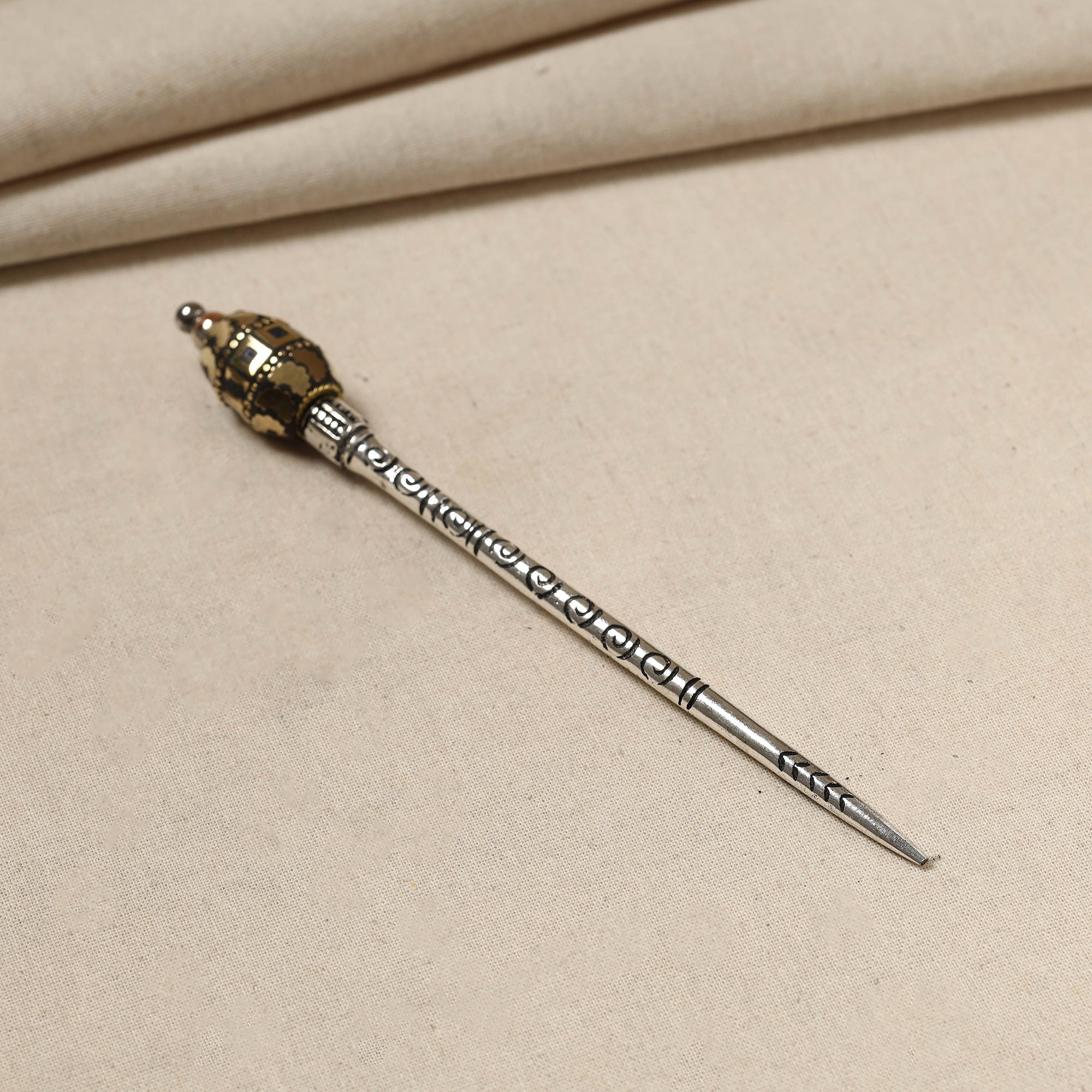 WHITE RIVER STORIES Antique Finish Oxidised German Silver Juda Stick