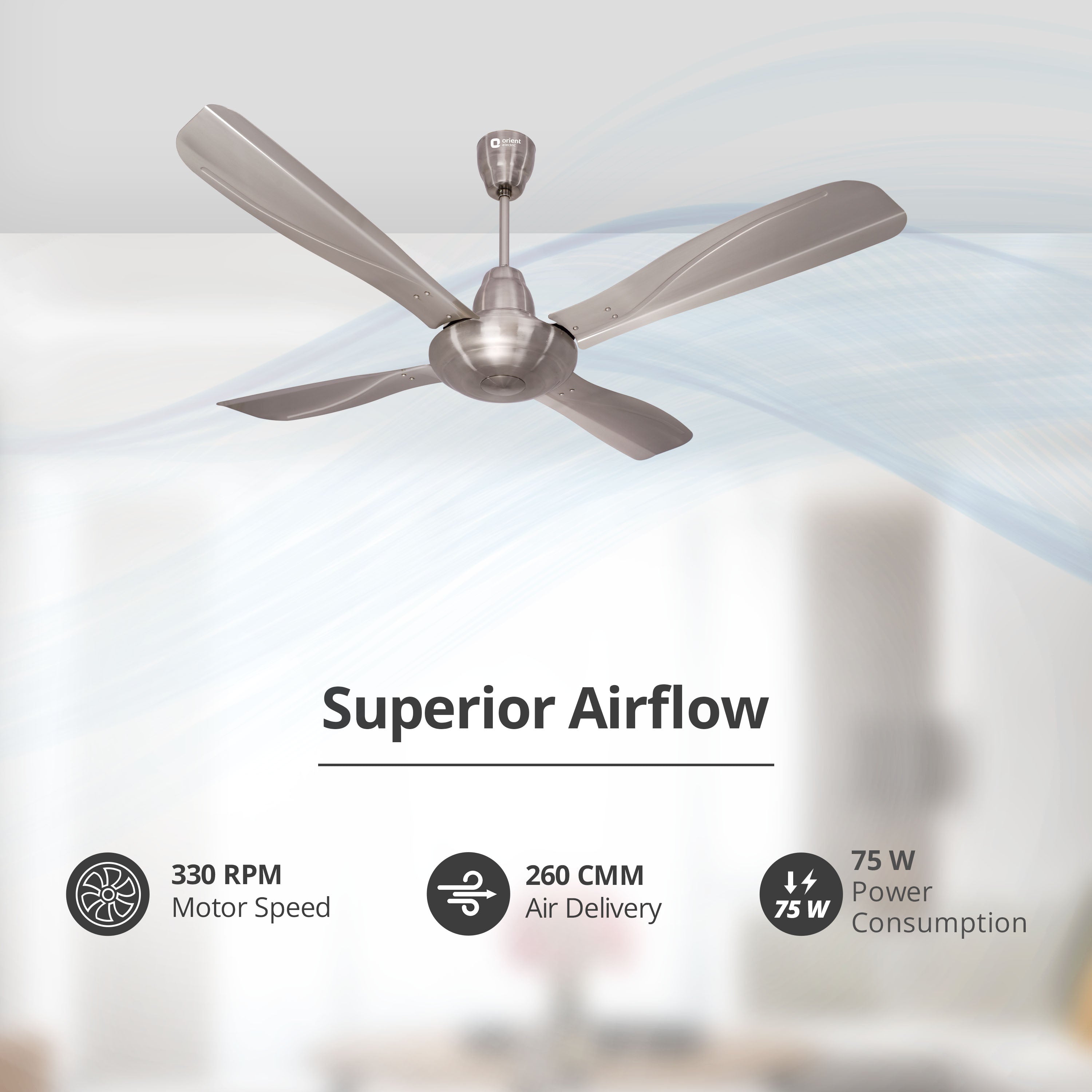 orientelectric Stallion 1320mm Wide Tipped and Electroplated Finish Blades Ceiling Fan - view 18