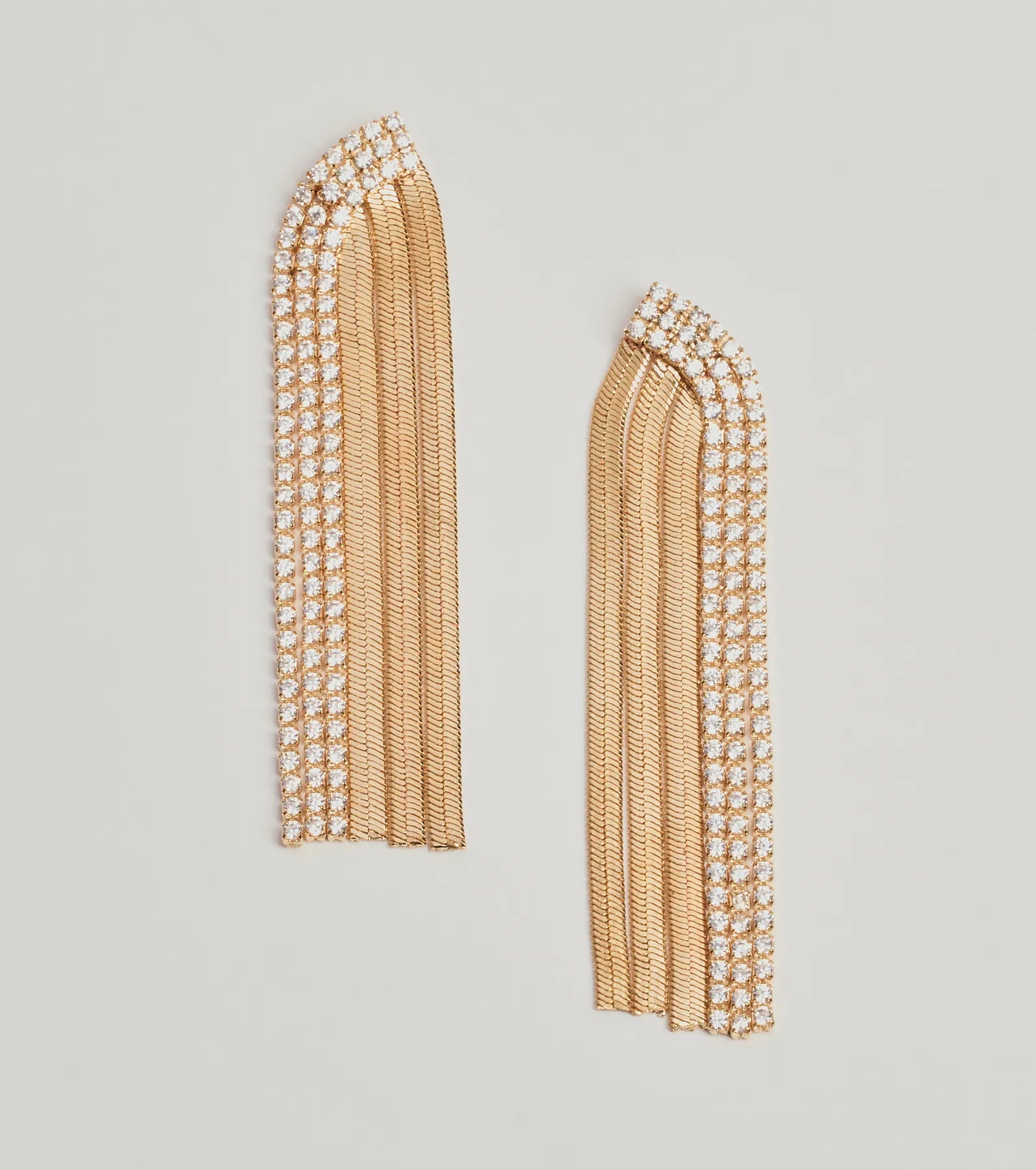 Windsor Edgy Sparkle Rhinestone Snake Chain Fringe Earrings