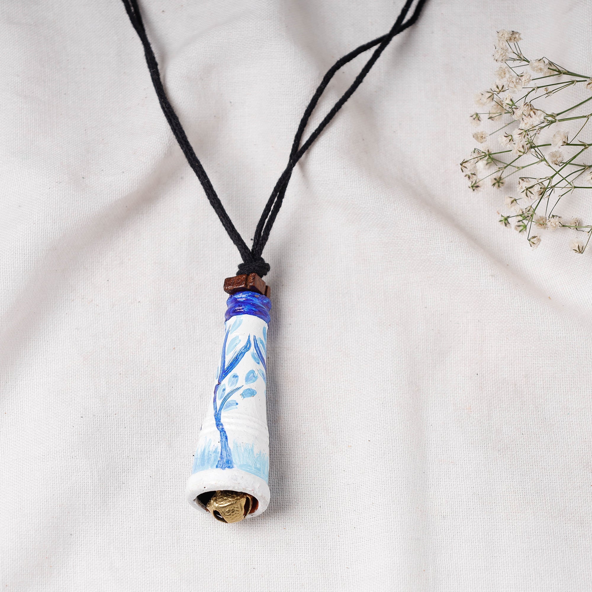 KHUSHBASH - HAPPY LOOM OF EAST Bishnupur Handpainted Terracotta Necklace - view 2