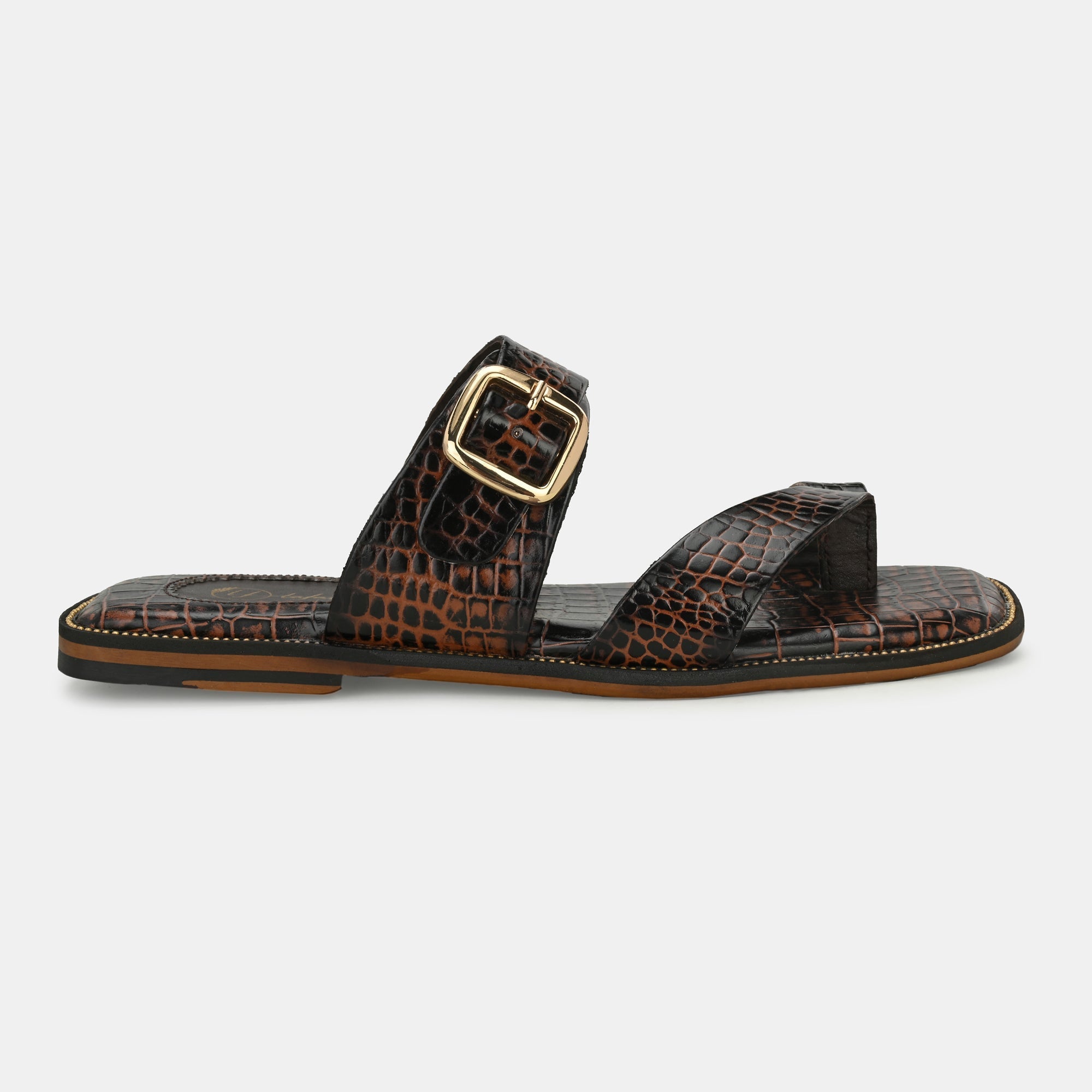 Colour Blocked Buckled Slippers By Lafattio - view 8