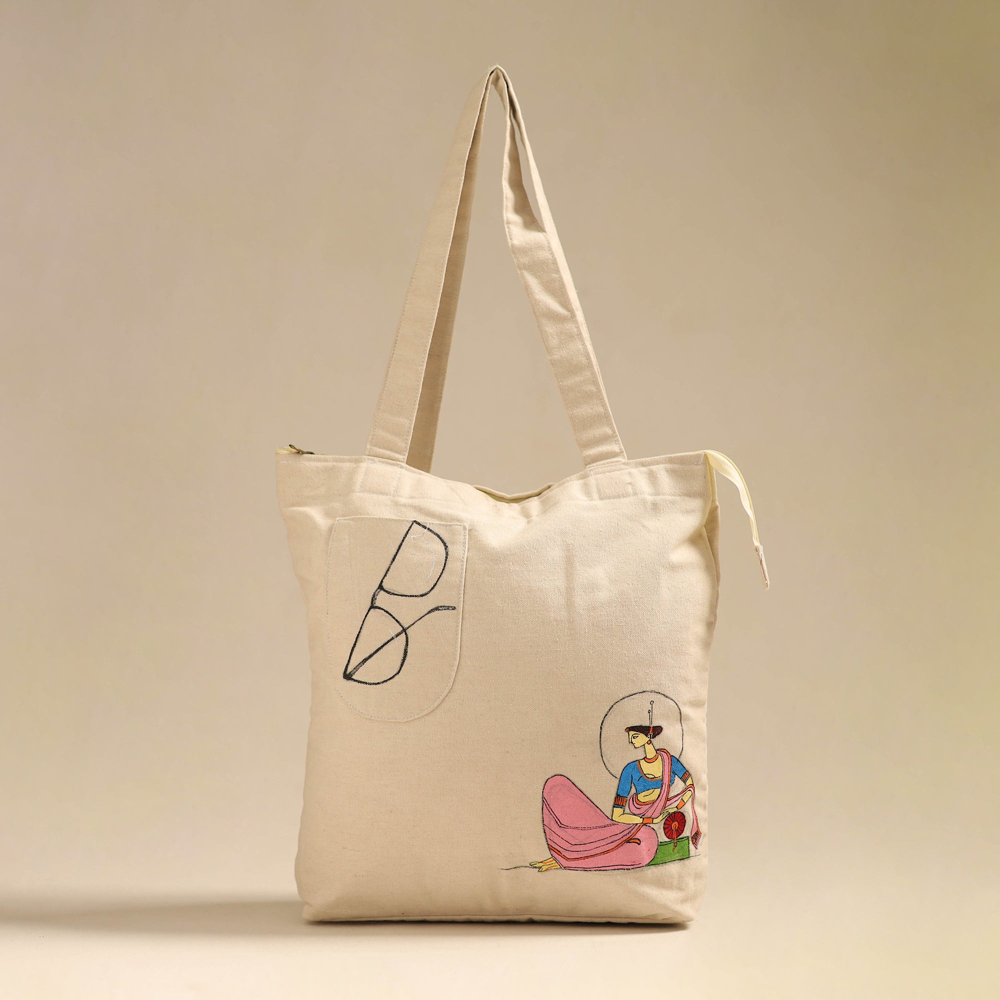 ITOKRI CRAFTS INITIATIVE Beige - Handpainted Backpack Cum Tote Bag from Odisha 36