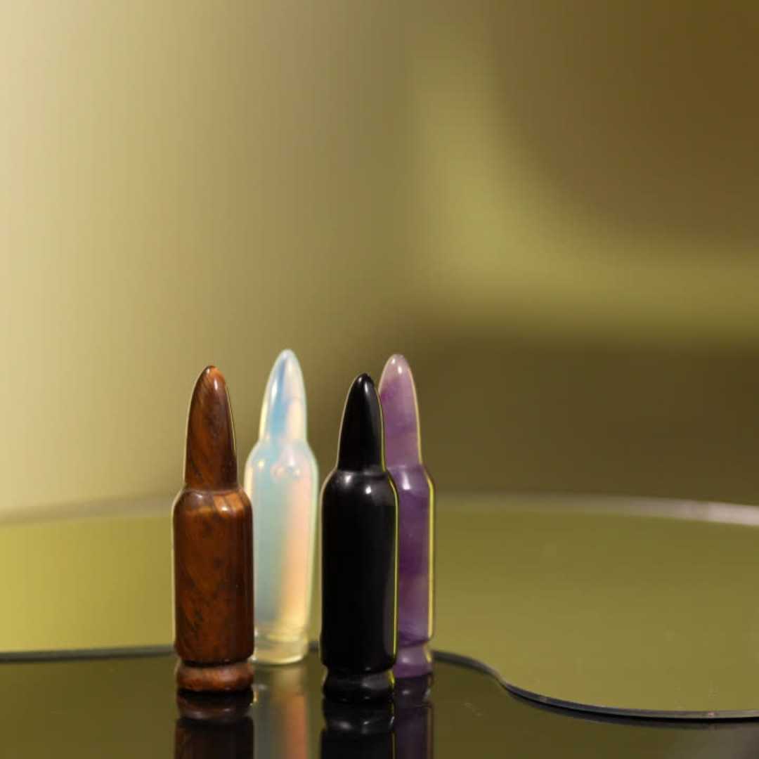 Amethyst opalite tiger – Gemsmantra Amethyst, Opalite, Tiger Eye Black Obsidian Crystal Bullet
