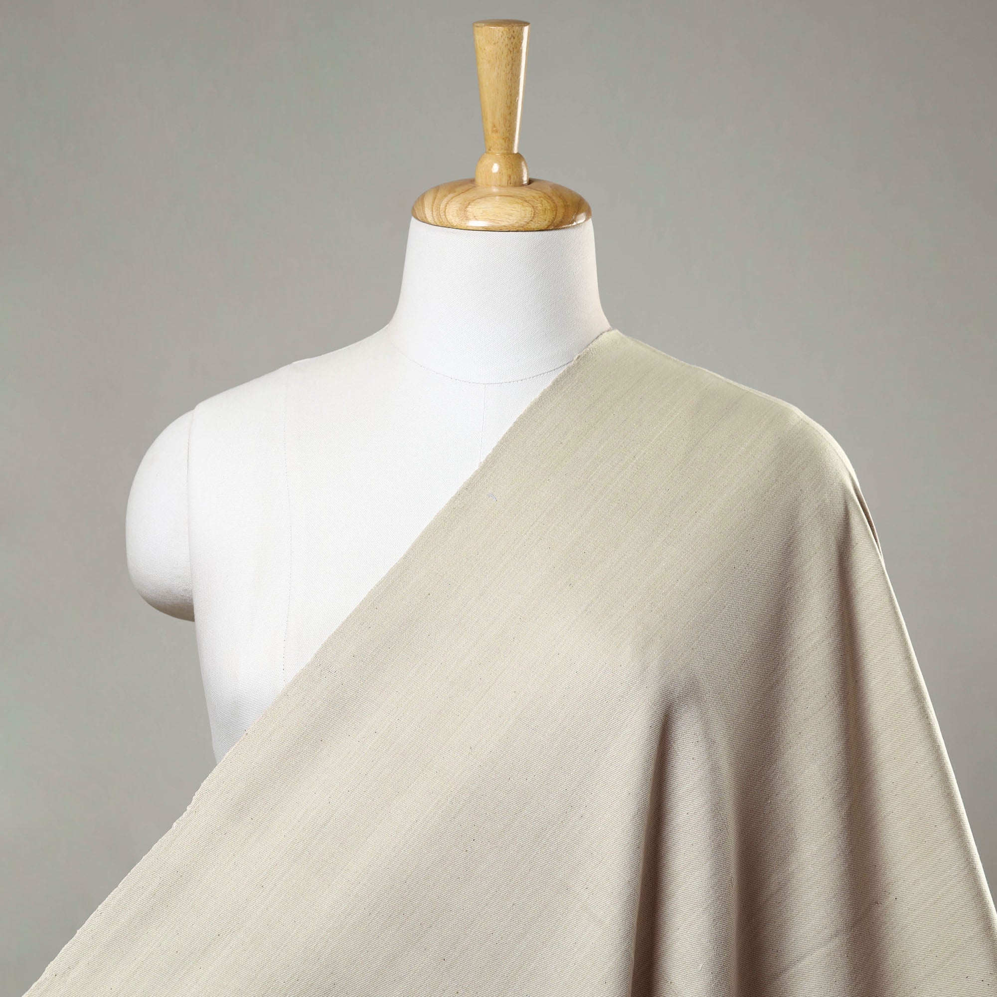 SOUTH KARGHA Beige - 2/40 Twill Cotton Handspun Handloom Natural Dyed Plain Fabric 15