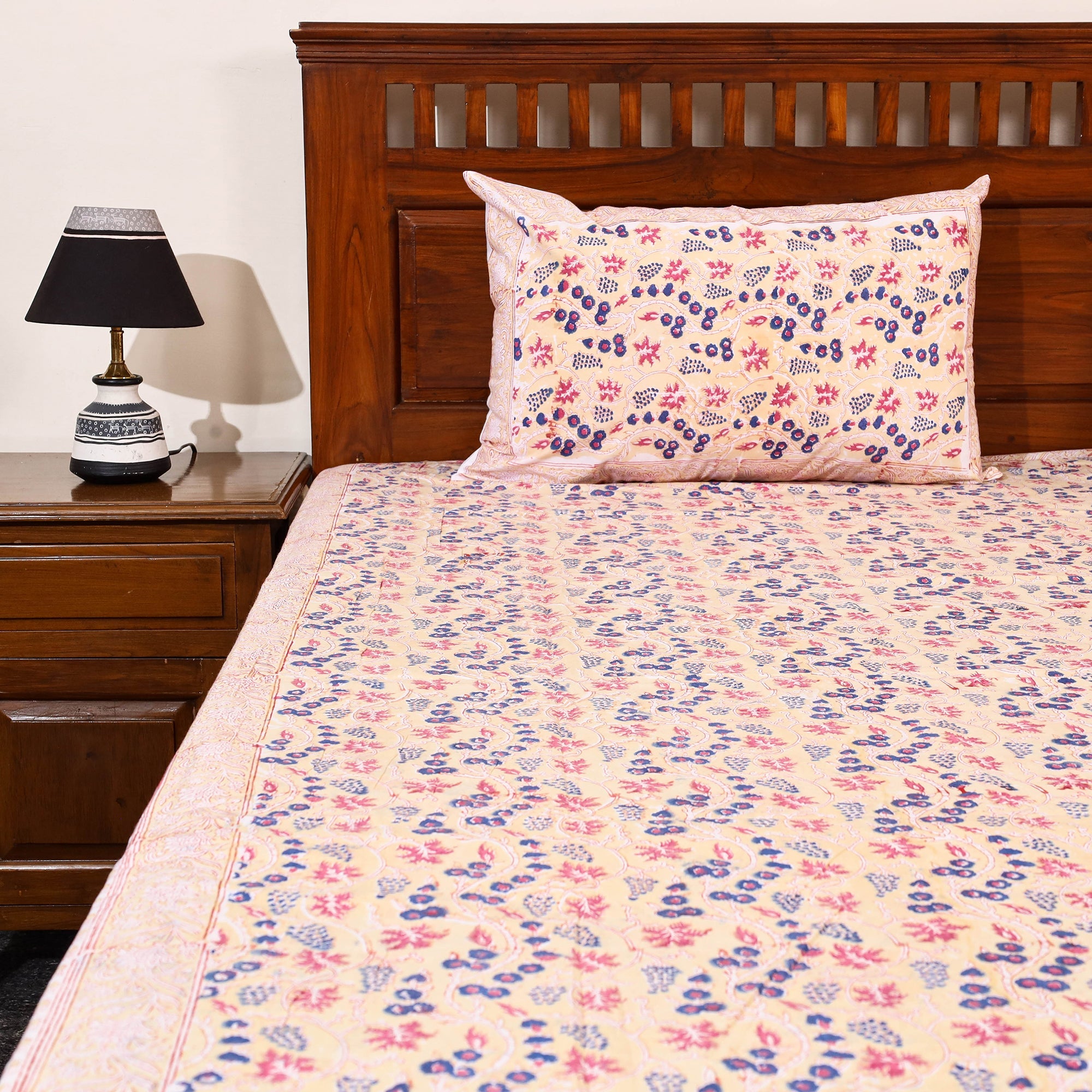 HAVELI CHRONICLES Beige - Block Print Cotton Double Sanganeri Bed Sheet 40 - view 3