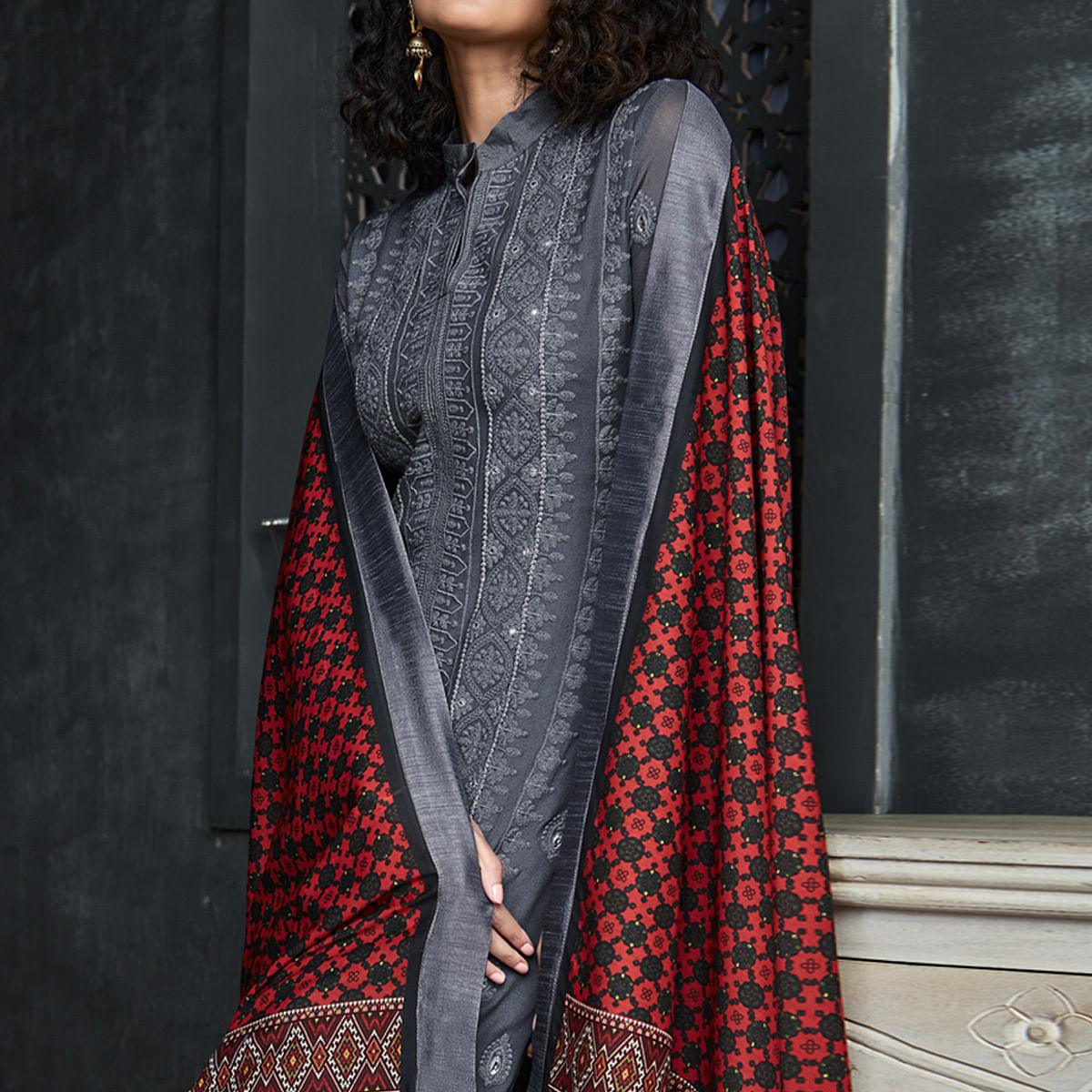BlackTree grey-lakhnavi-embroidery-georgette-partywear-palazzo-suit-135268 - view 3