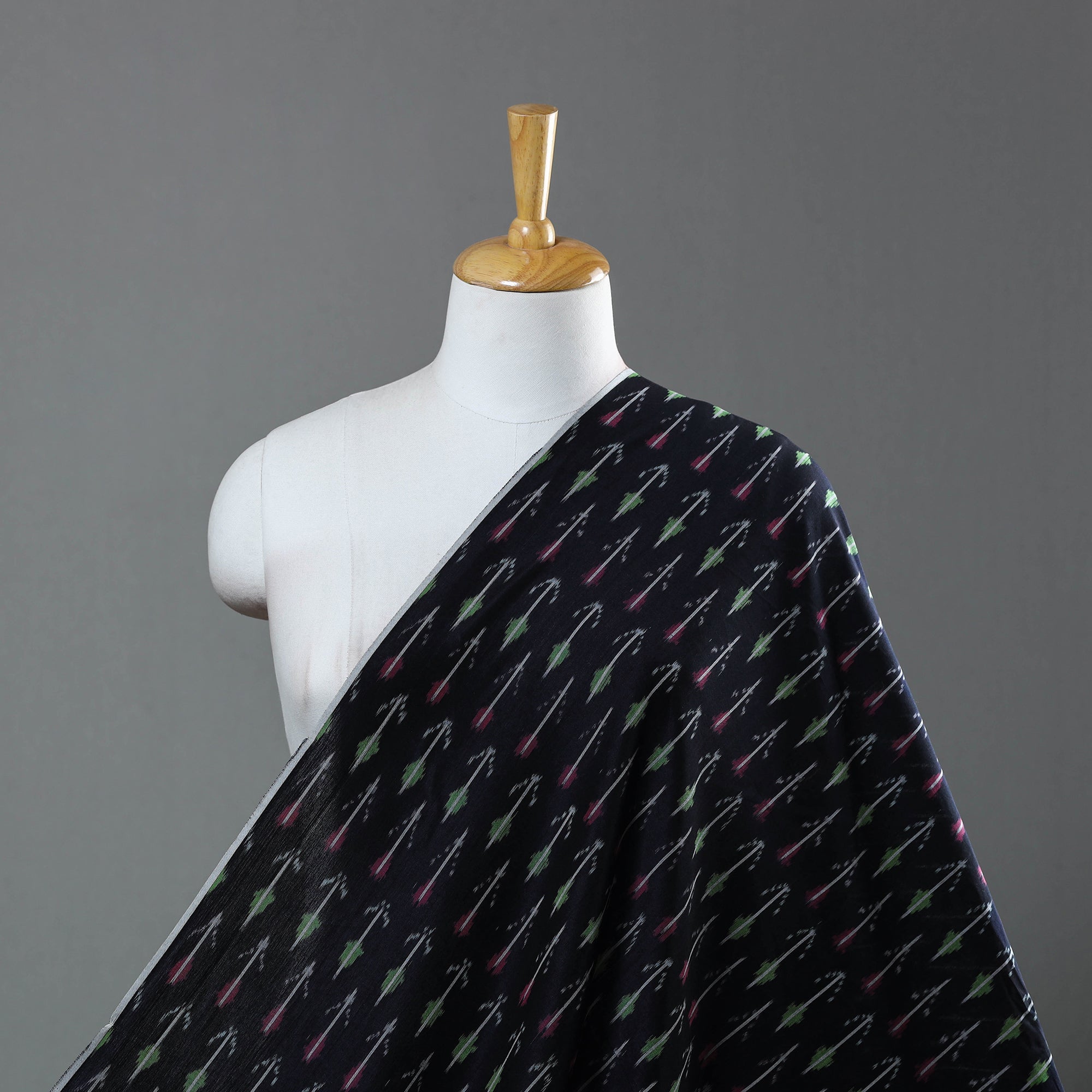 SOUTH KARGHA Black - Mercerised Cotton Pochampally Ikat Fabric 10
