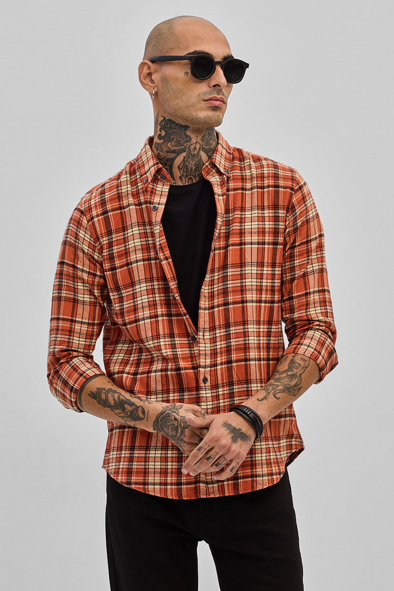 SNITCH Orange Oxford Flannel Shirt