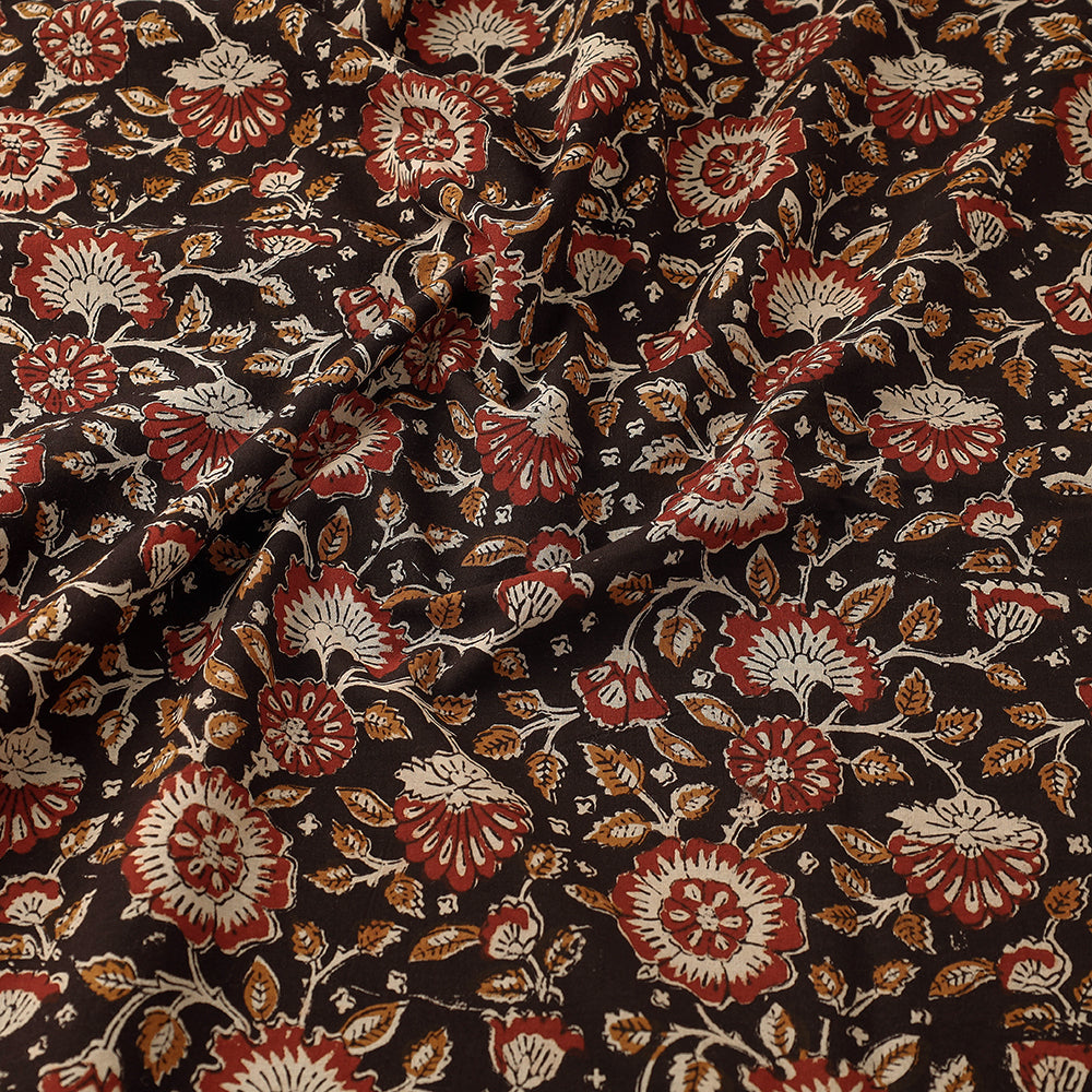 HAVELI CHRONICLES Black with Gulshan Bagh Bagru Block Print Cotton Fabric 04 - view 3