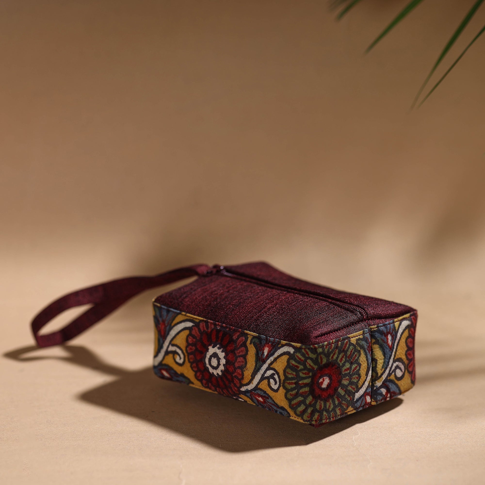 DWARAKA PLUS Brown - Handpainted Kalamkari Multipurpose Cosmetic/Toiletry Bag 09