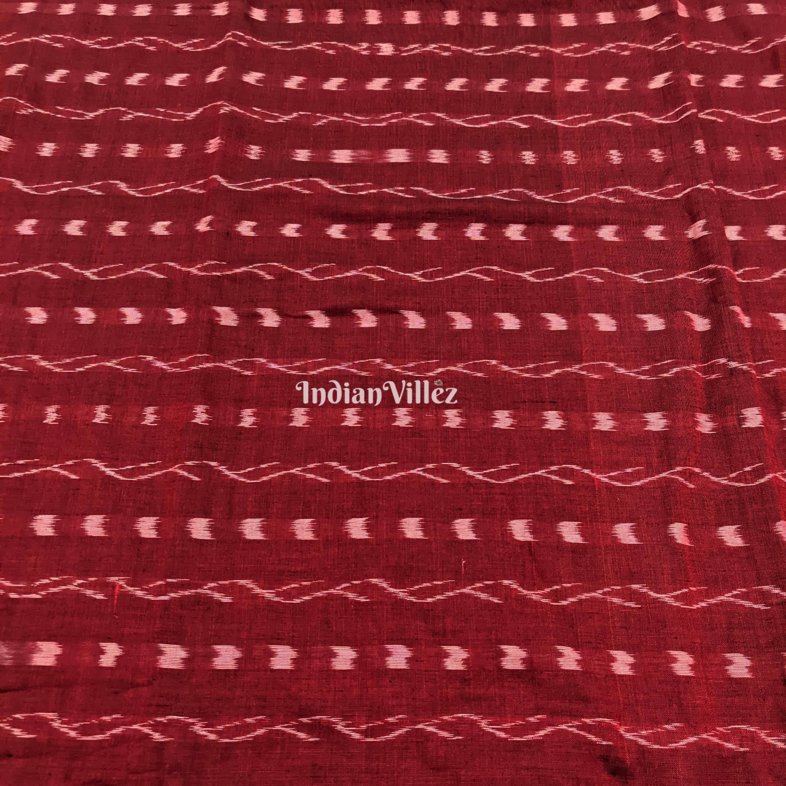 IndianVillèz Maroon Tipa Design Sambalpuri Ikat Cotton Fabric - view 2