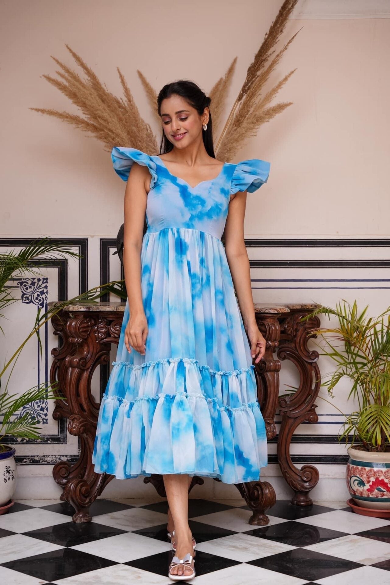 Idaho-o Blue Jeeva Georgette Dress - view 2