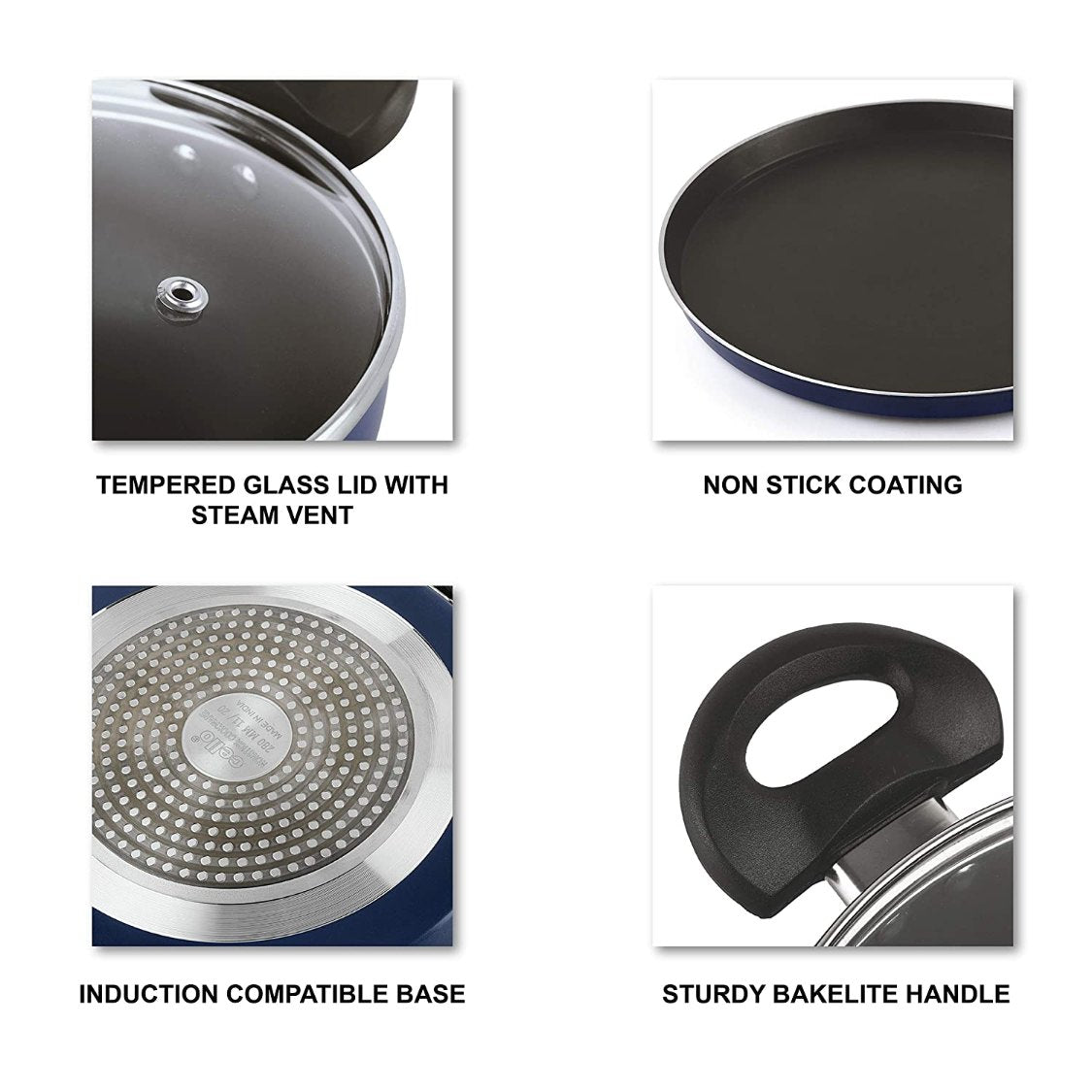 Cello Non-Stick Prima Induction Base Cookware Set, 3 Pieces - view 19