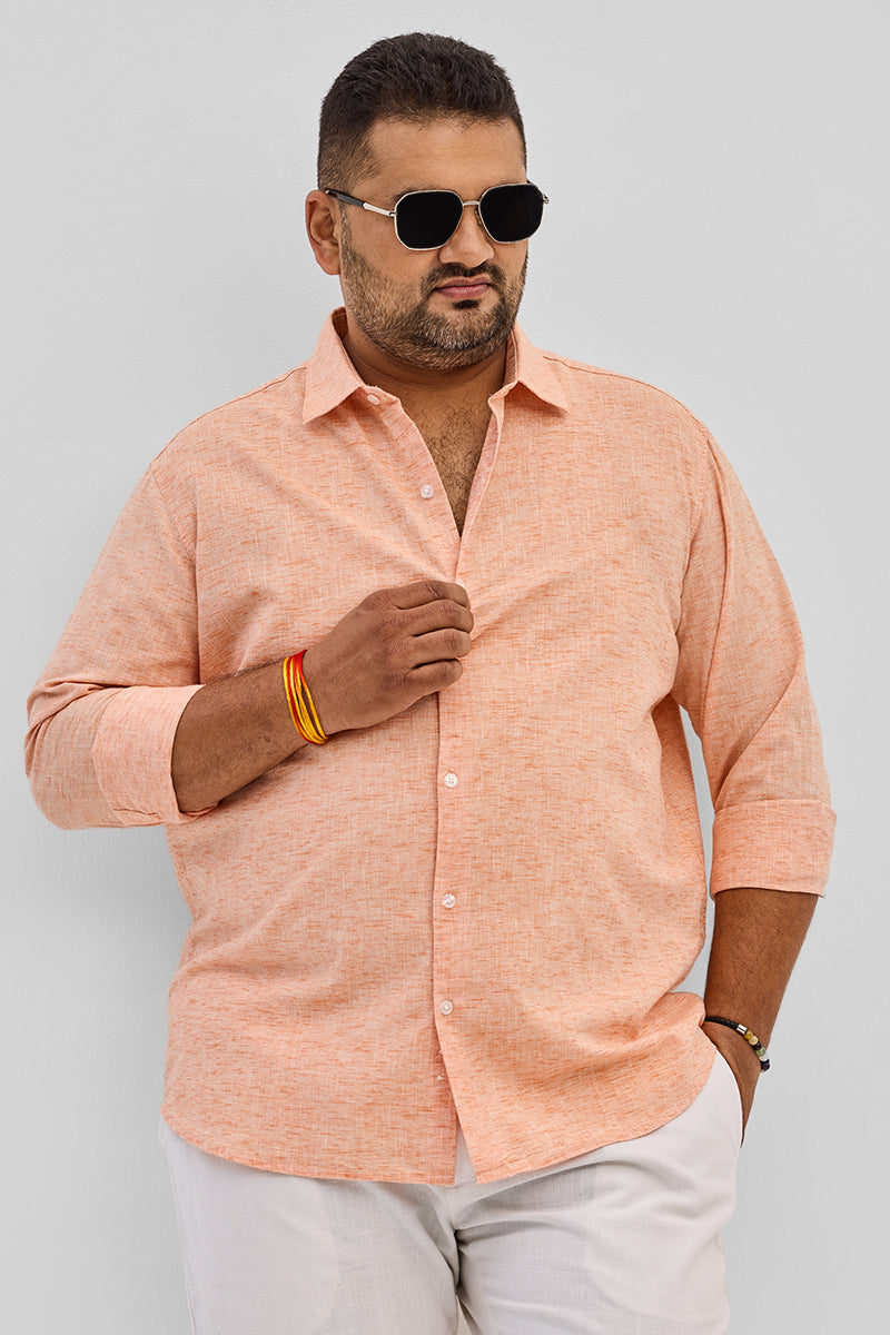 SNITCH Peach Linen Blend Shirt