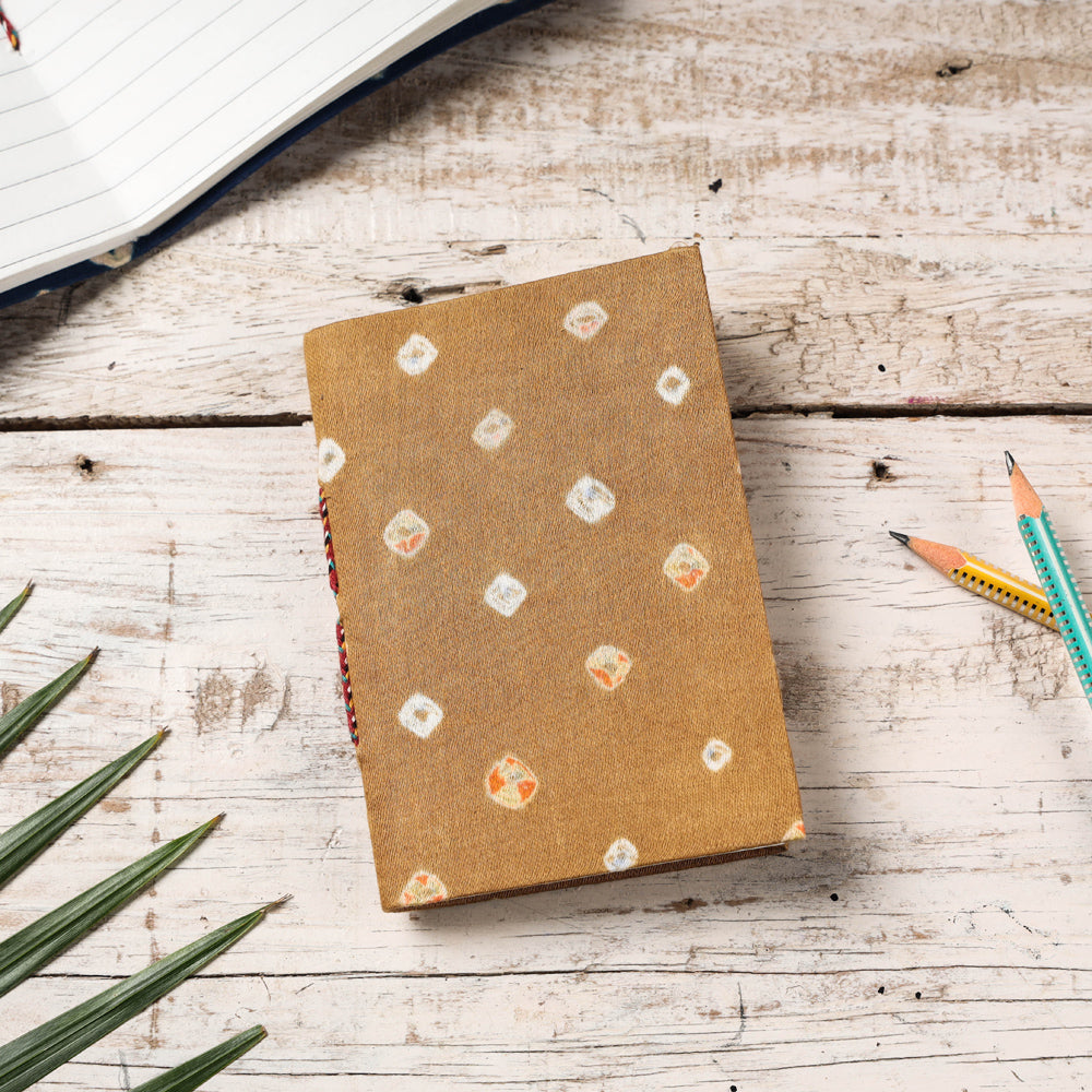 BINDAAS UNLIMITED Brown - Bandhani Cover Handmade Paper Notebook (5 x 3.5 in)