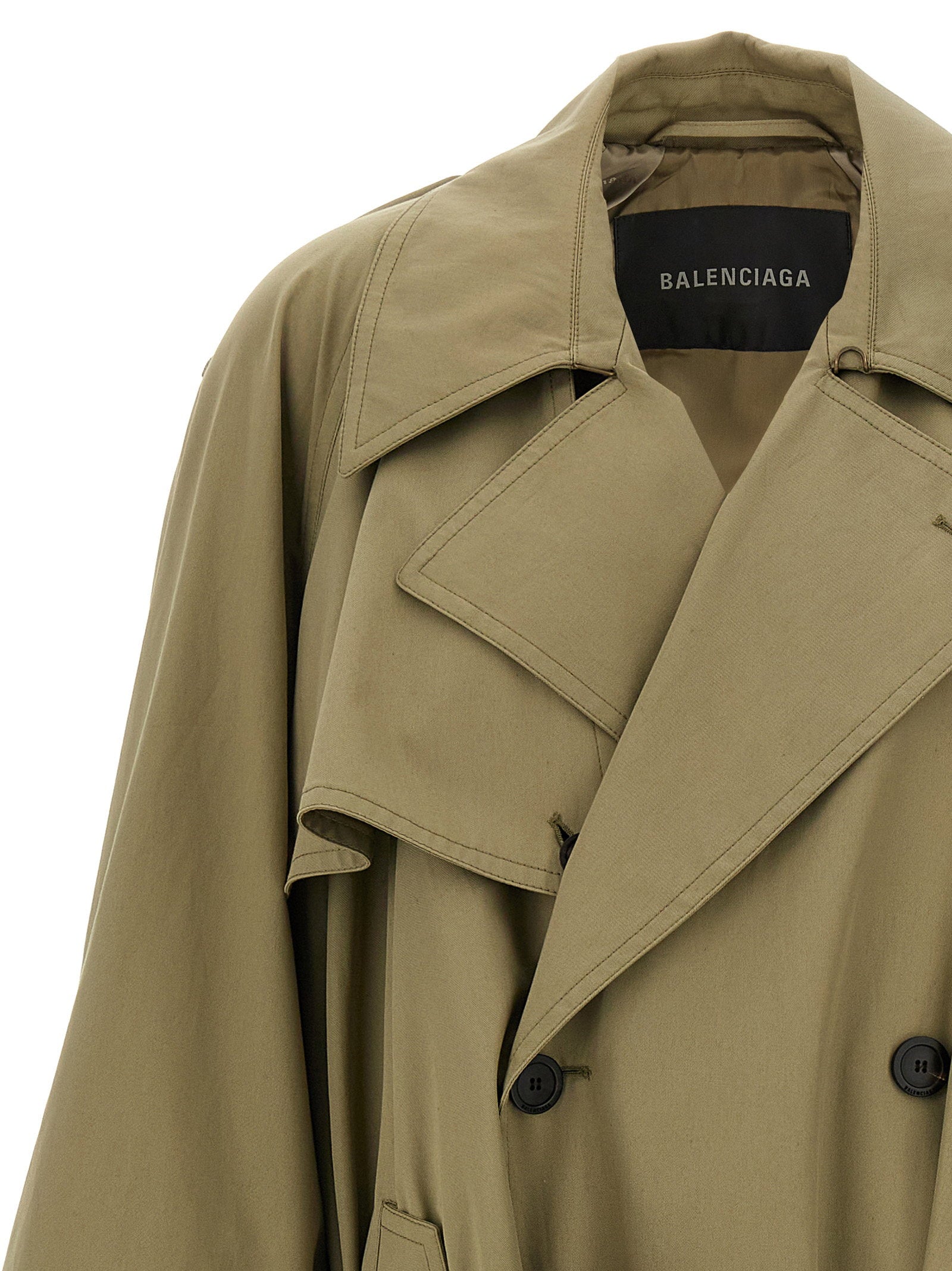 Balenciaga Draped Neck Trench Coat – 100% cotton - view 3