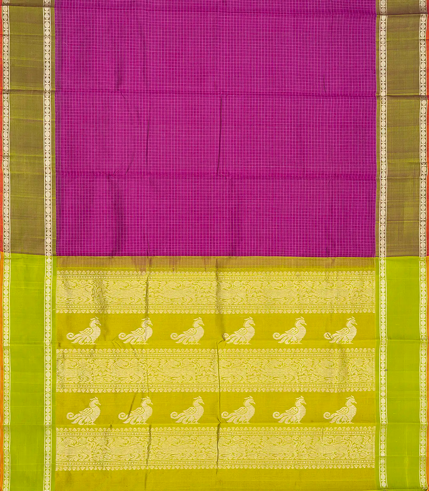 RmKV Pink Handloom Chirala Silk Cotton With Checks-Pink - view 2