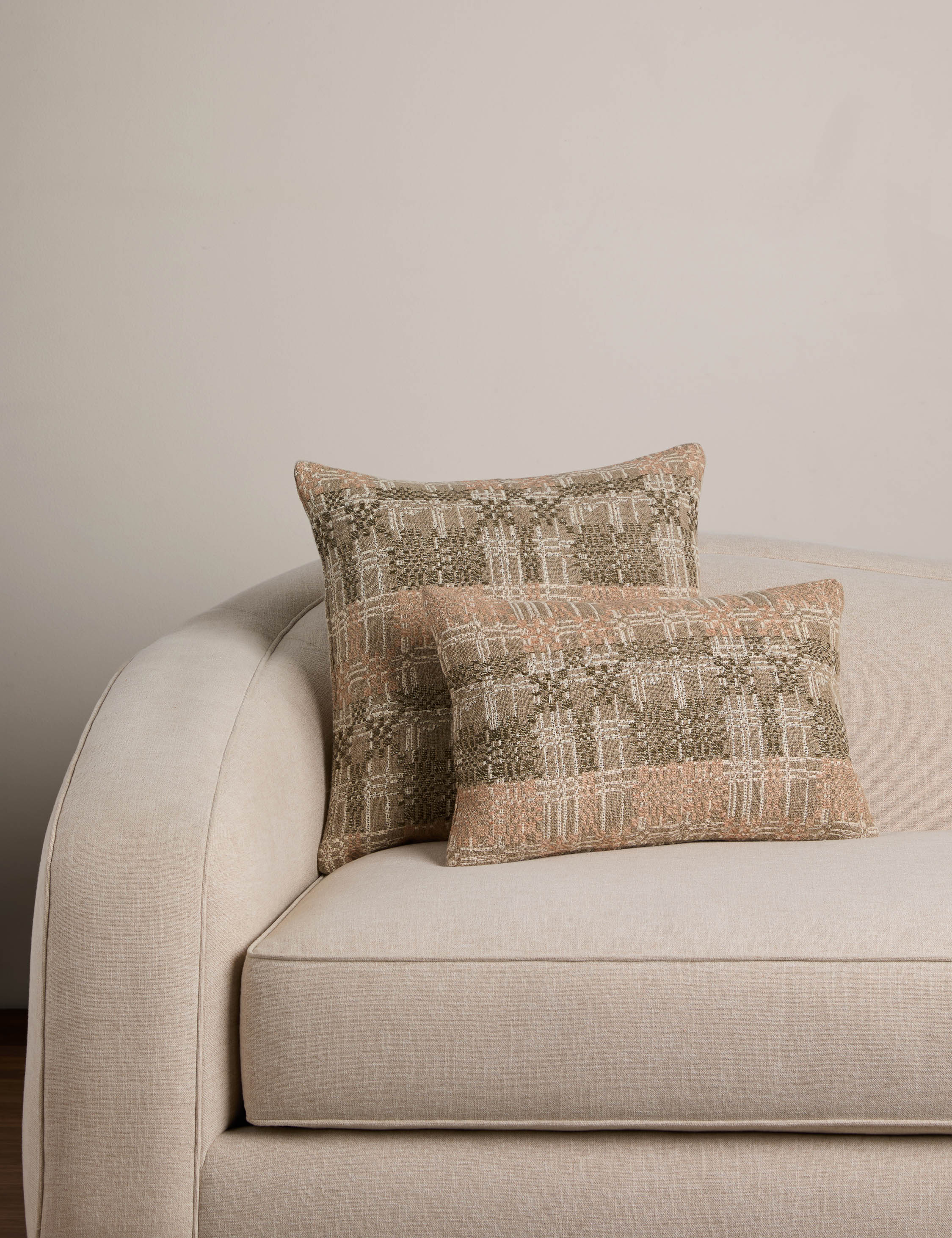 Lulu and Georgia Bethel Linen Pillow – Peach and Basil