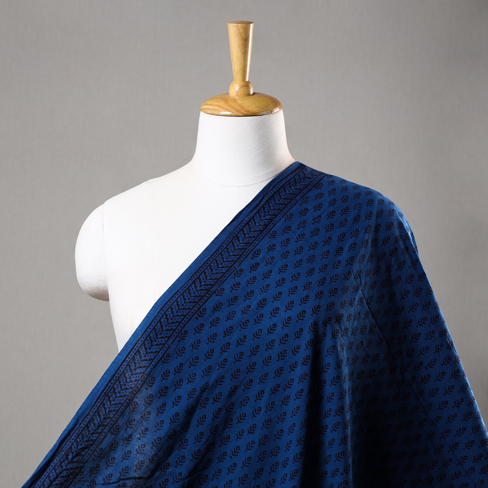 BAGH PRINTS BY UMAR FARUK KHATRI Blue - Bagh Hand Block Printed Cotton Fabric 02