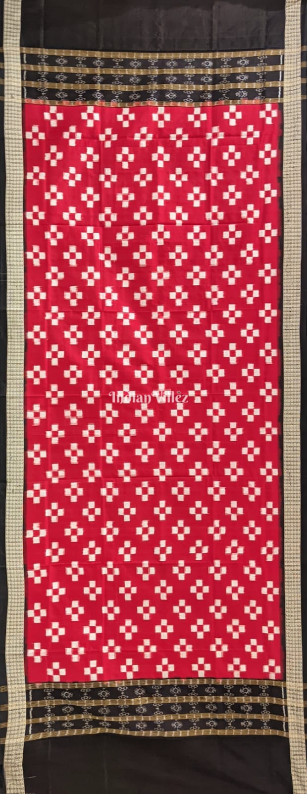 IndianVillèz Red Pasapali Theme Pure Sambalpuri Silk Dupatta - view 2