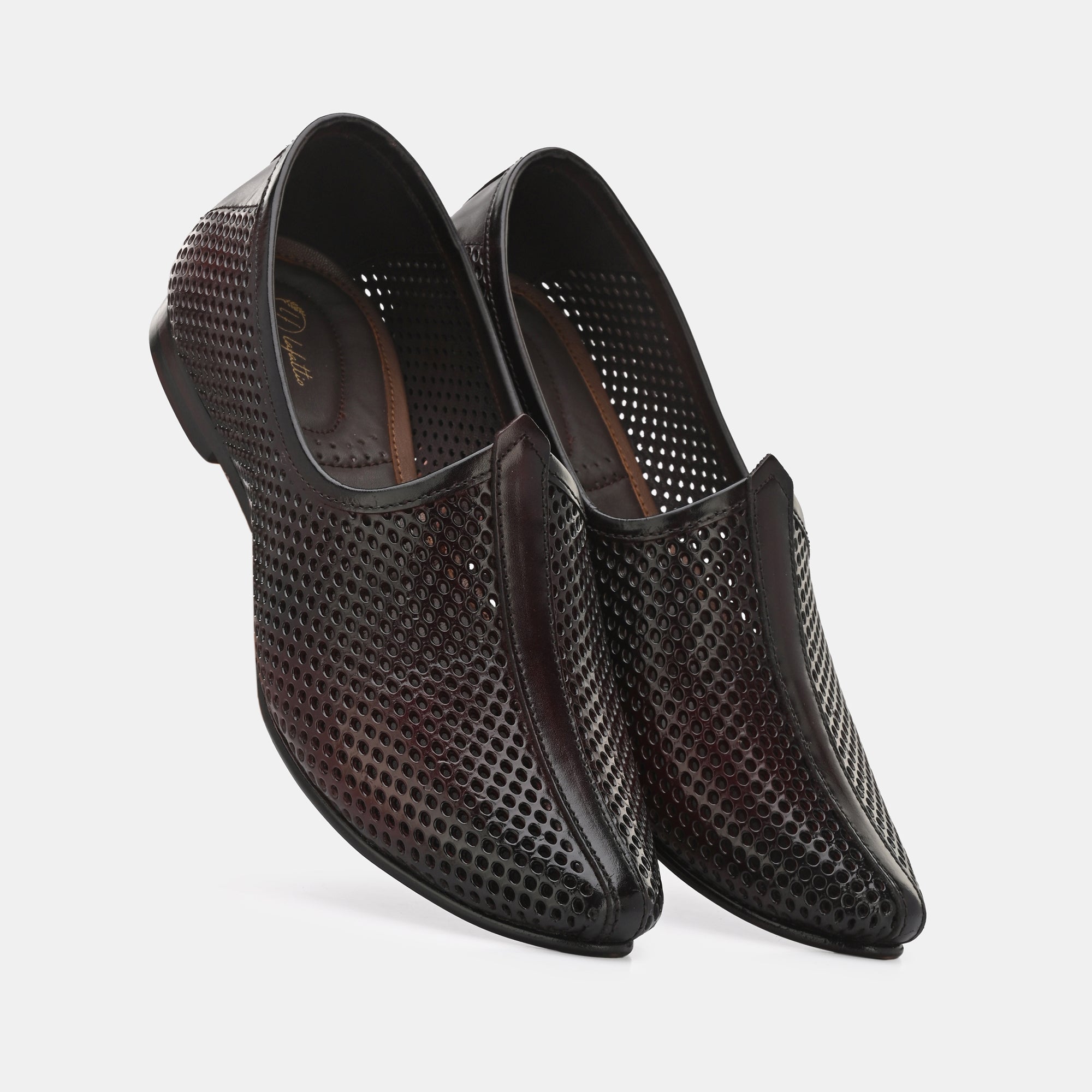 Brown Perforated Ethnic Jooti by Lafattio - view 3