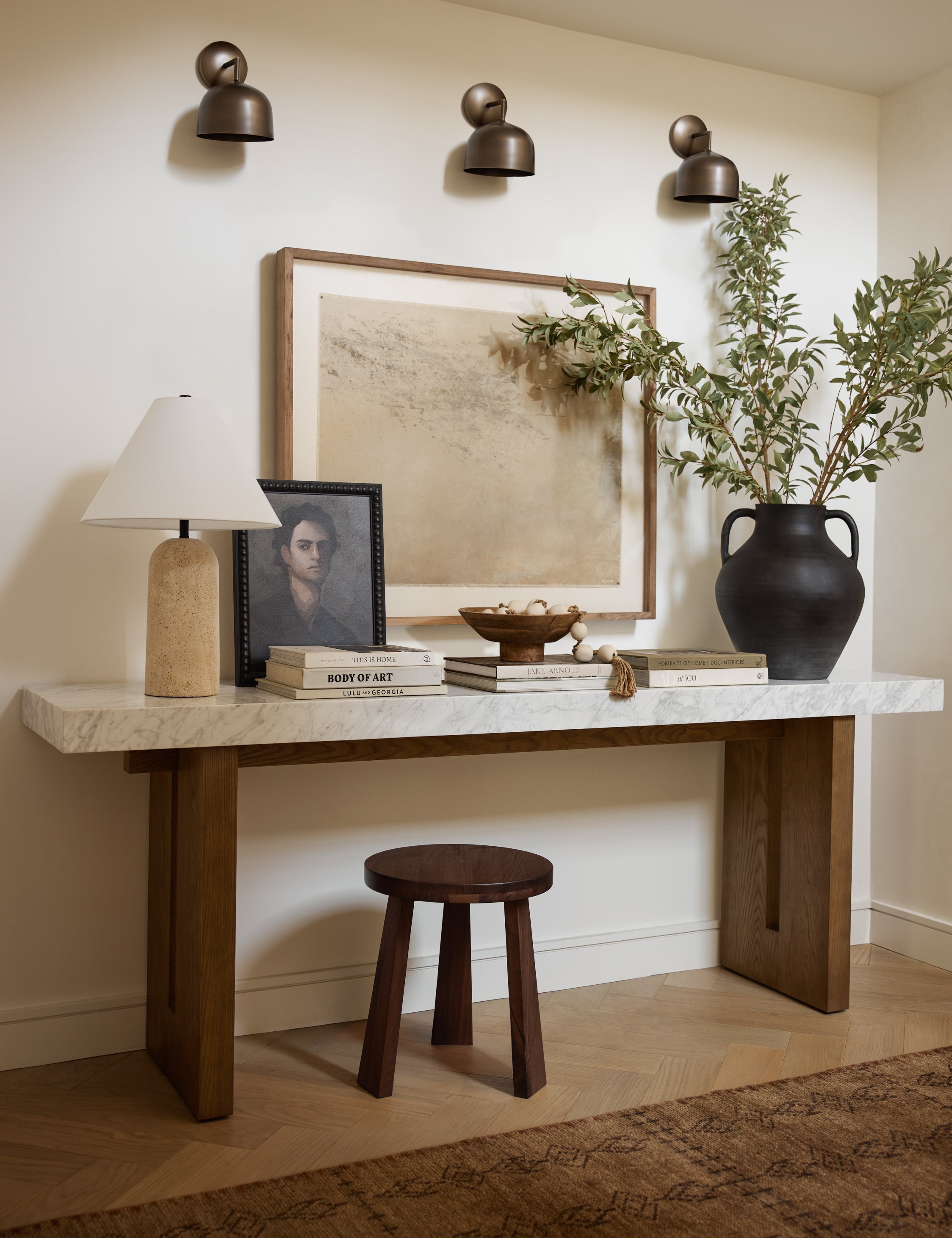 Lulu and Georgia Iselin Console Table – Natural and White Marble - view 2