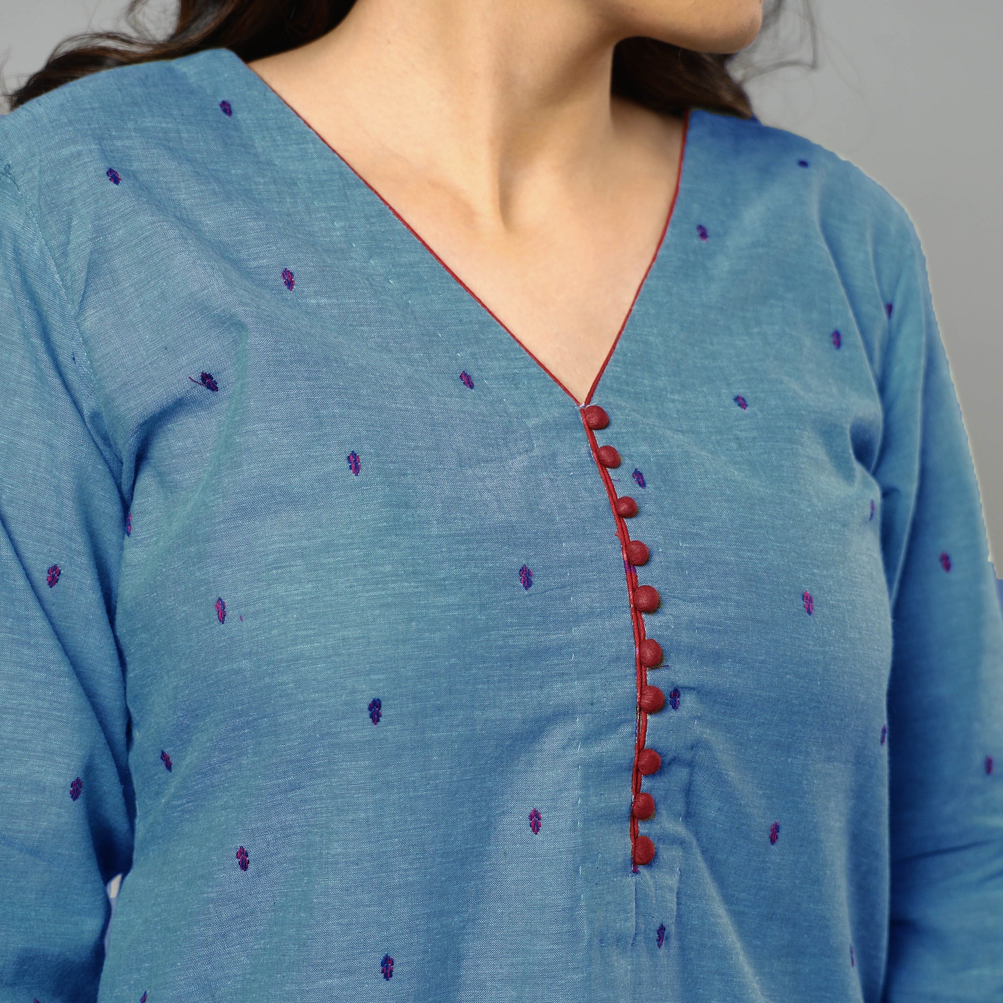 ITOKRI CASUALS Blue - Jacquard Cotton Straight Kurta 13 - view 5