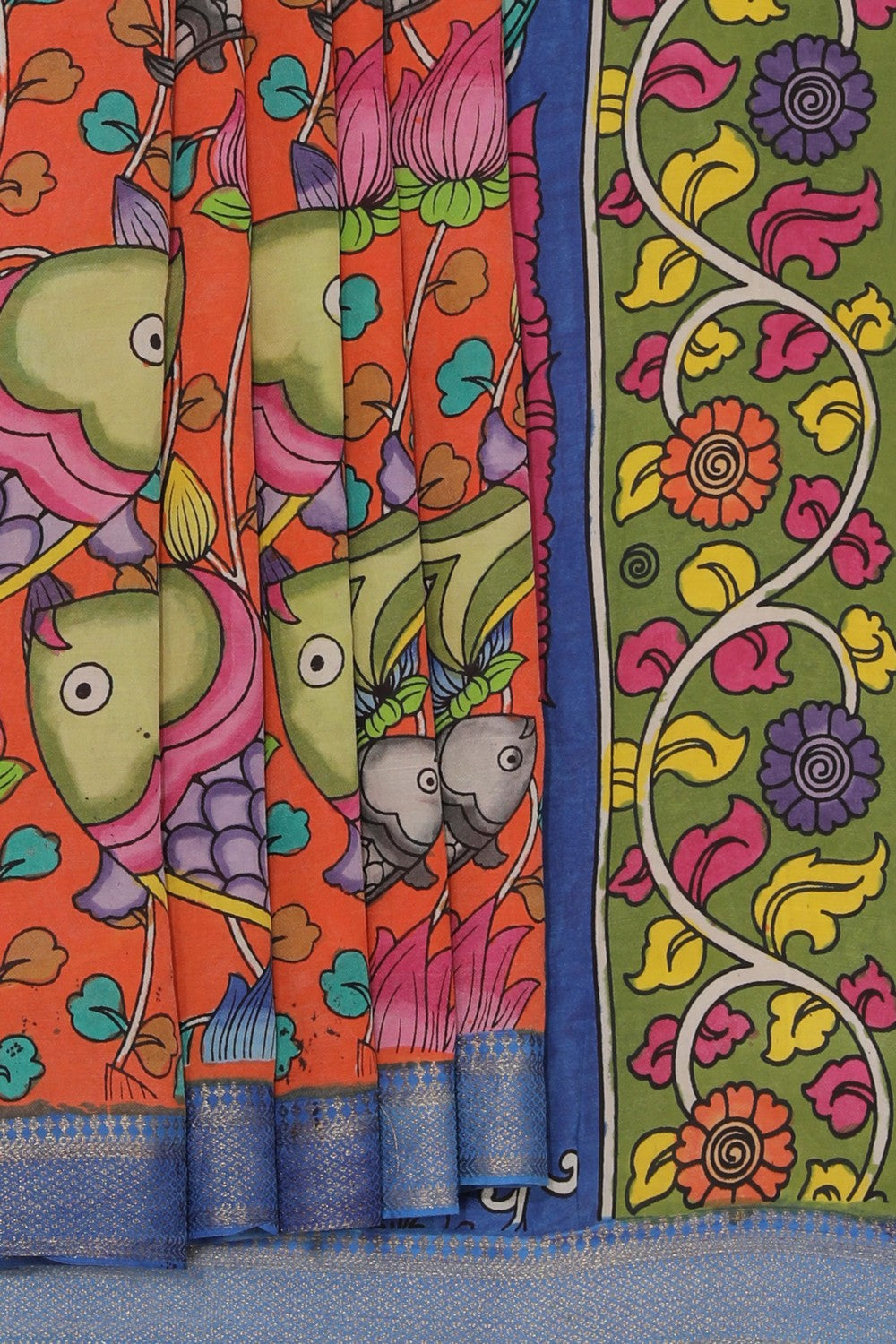 Kalanjali Kalamkari Hand-Painted Silk Saree – Women's