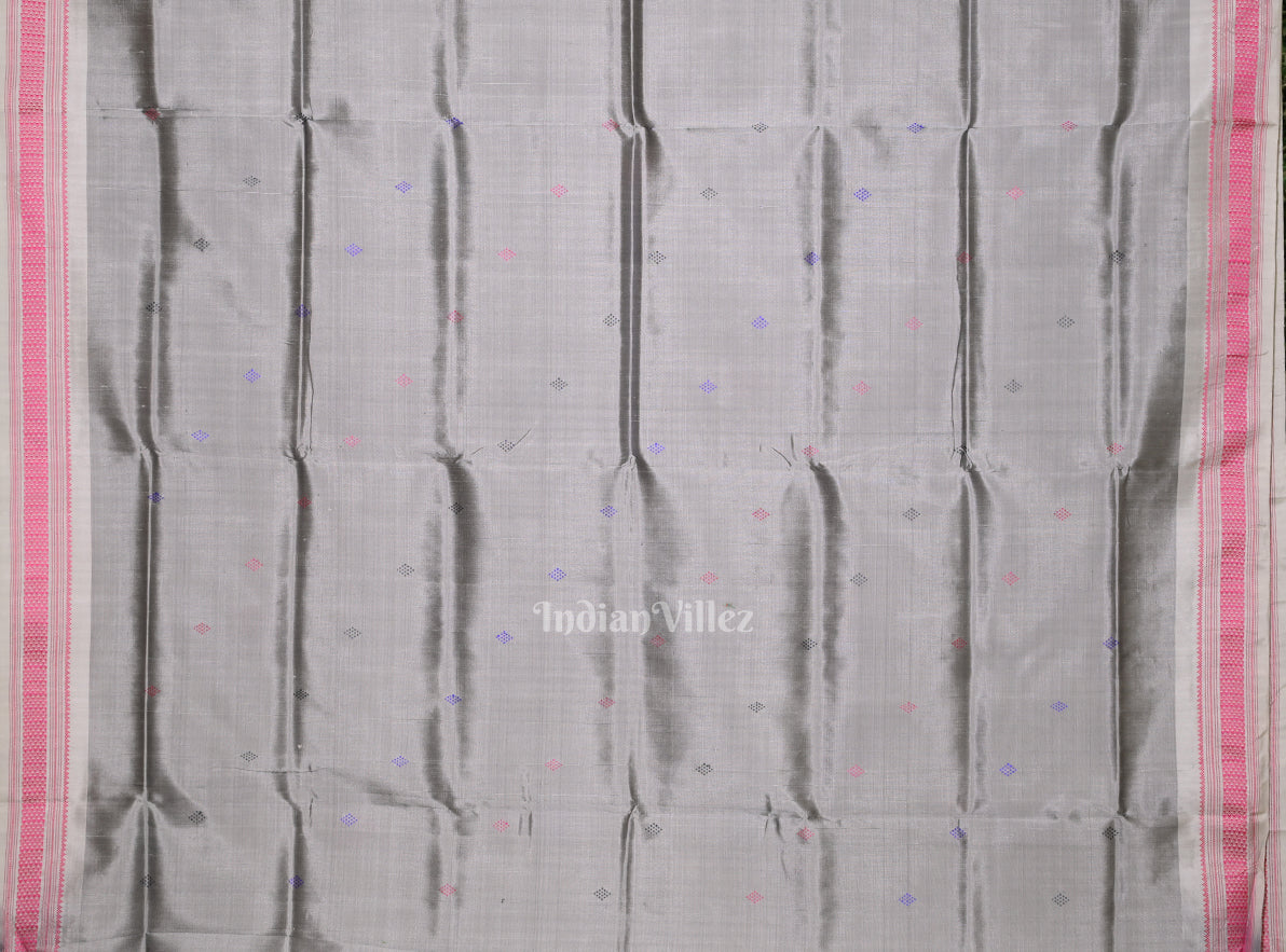 IndianVillèz Gray Body Pasapali Double Pallu Berhampuri Silk Saree - view 5