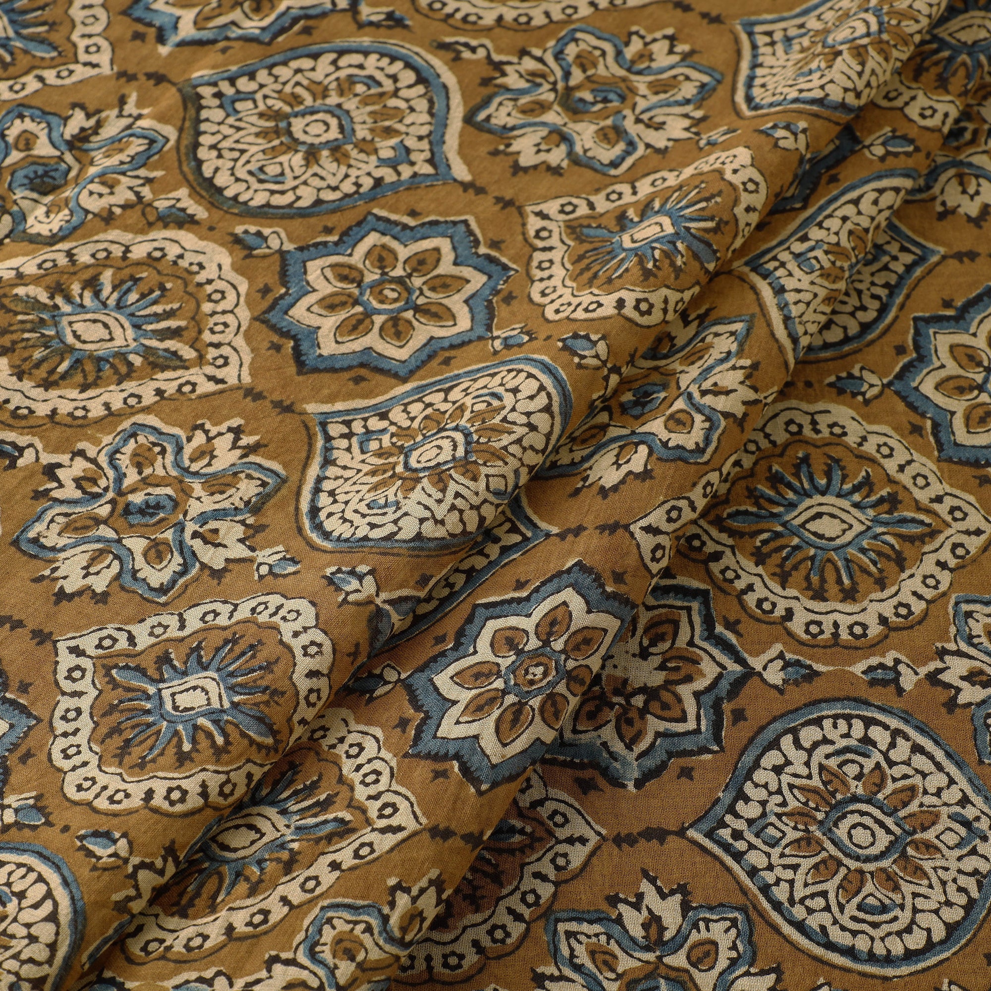 AJRAKH BY SUFIYAN ISMAIL KHATRI Brown - Ajrakh Hand Block Printed Mul Cotton Fabric 03 - view 2