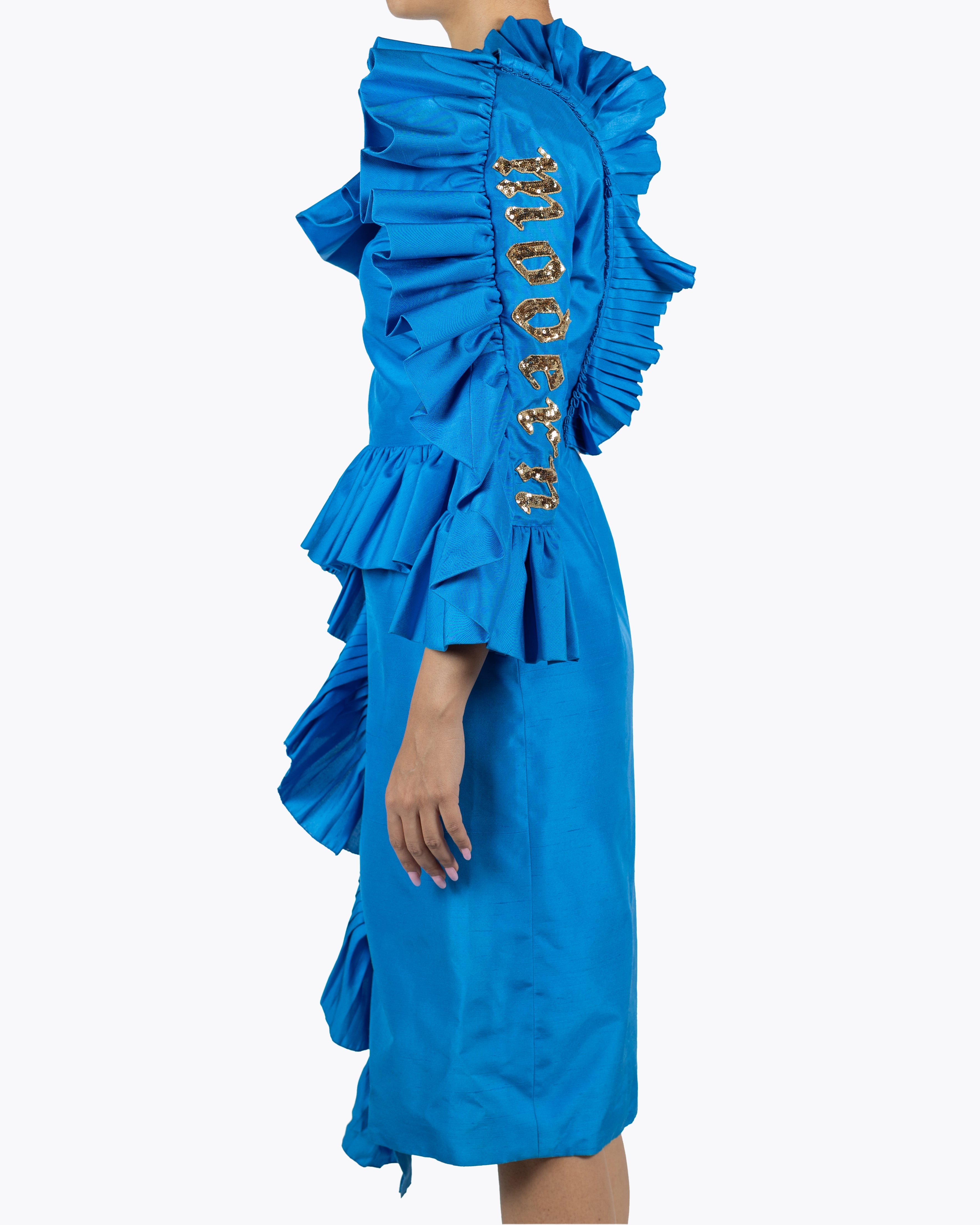 Gucci One Shoulder Modern Dress Blue - view 2