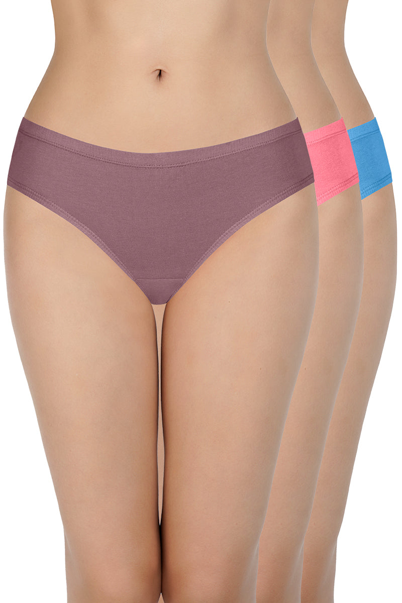 every de 100% Cotton Bikini Panty Pack (Pack of 3) - D004 - Solid