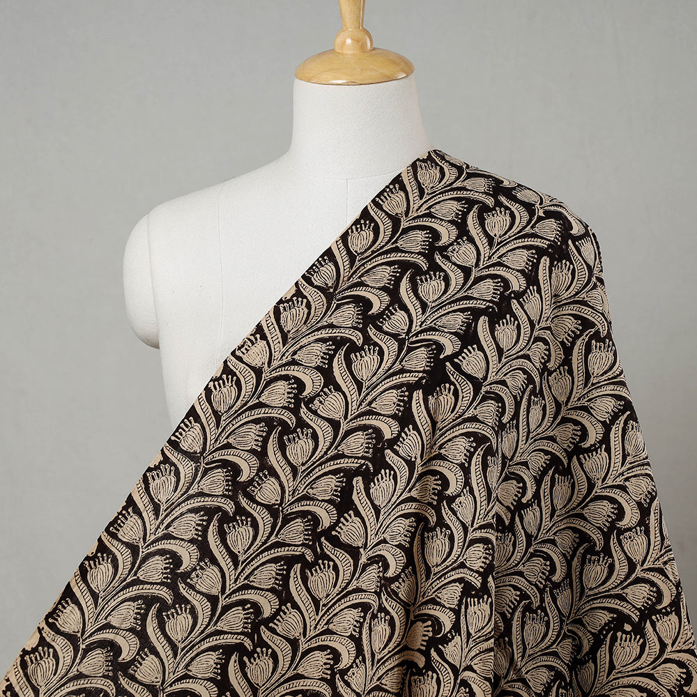 HAVELI CHRONICLES Black - Leafy Bel Dabu Bagru Block Print Cotton Fabric