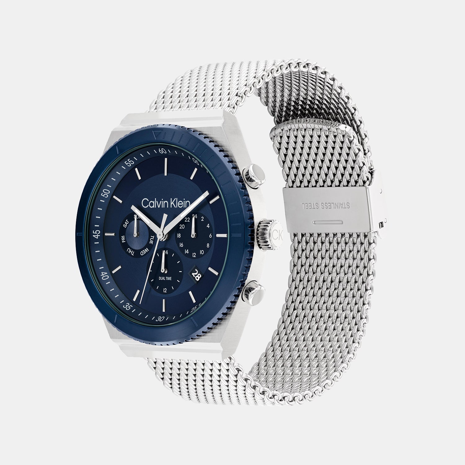 Calvin Klein Ck Fearless Men Quartz Blue Dial Chronograph Mesh Watch 25200305 - view 2