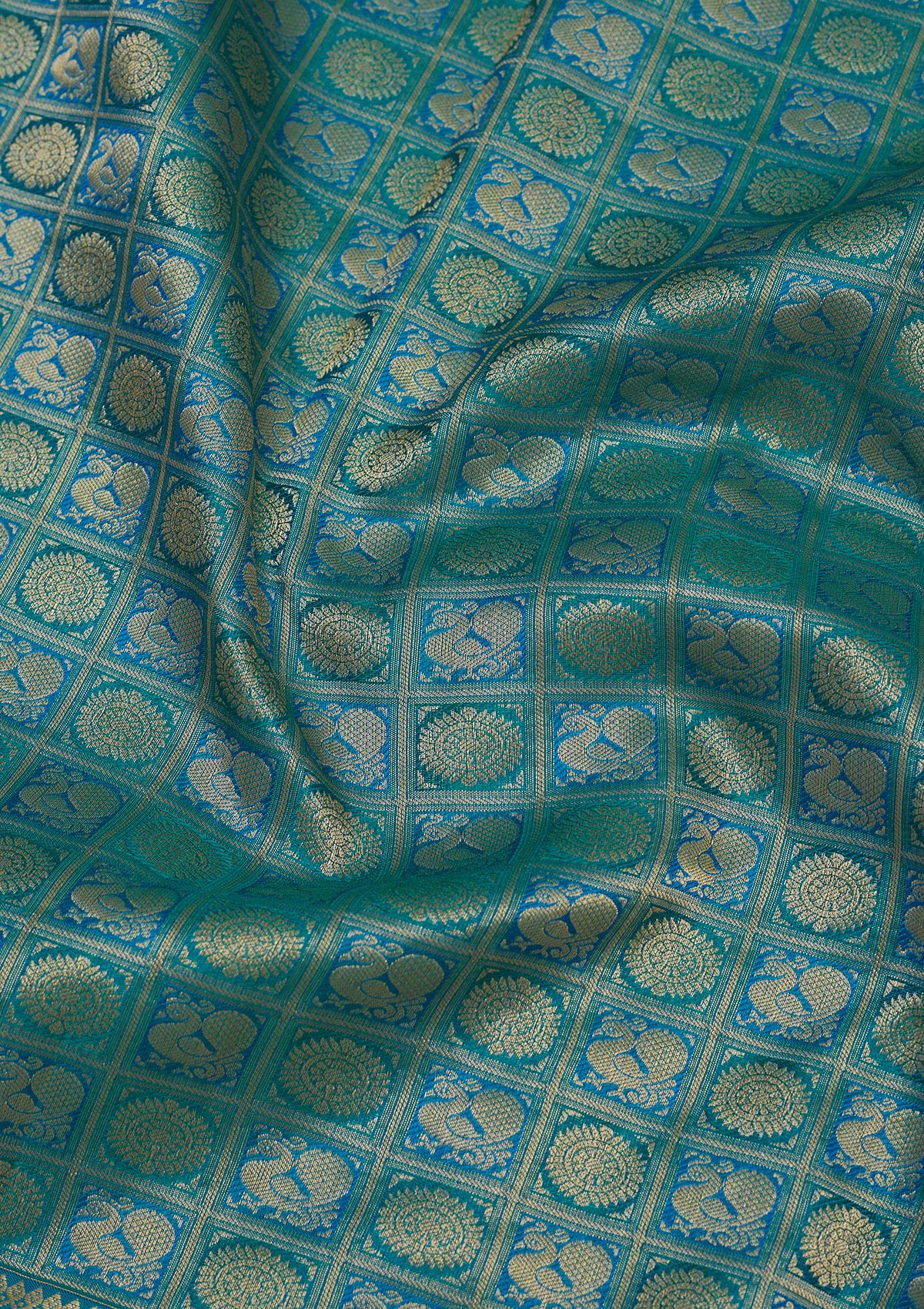 Koskii Peacock Blue Zariwork Pure Silk Saree – Women's - view 2