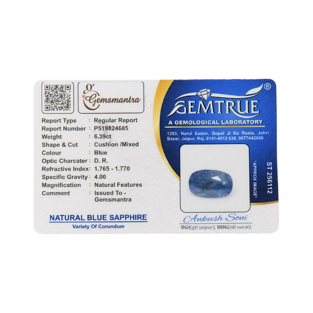 Gemsmantra Blue Sapphire - 7.06 Carats (7.766 Ratti) - view 3