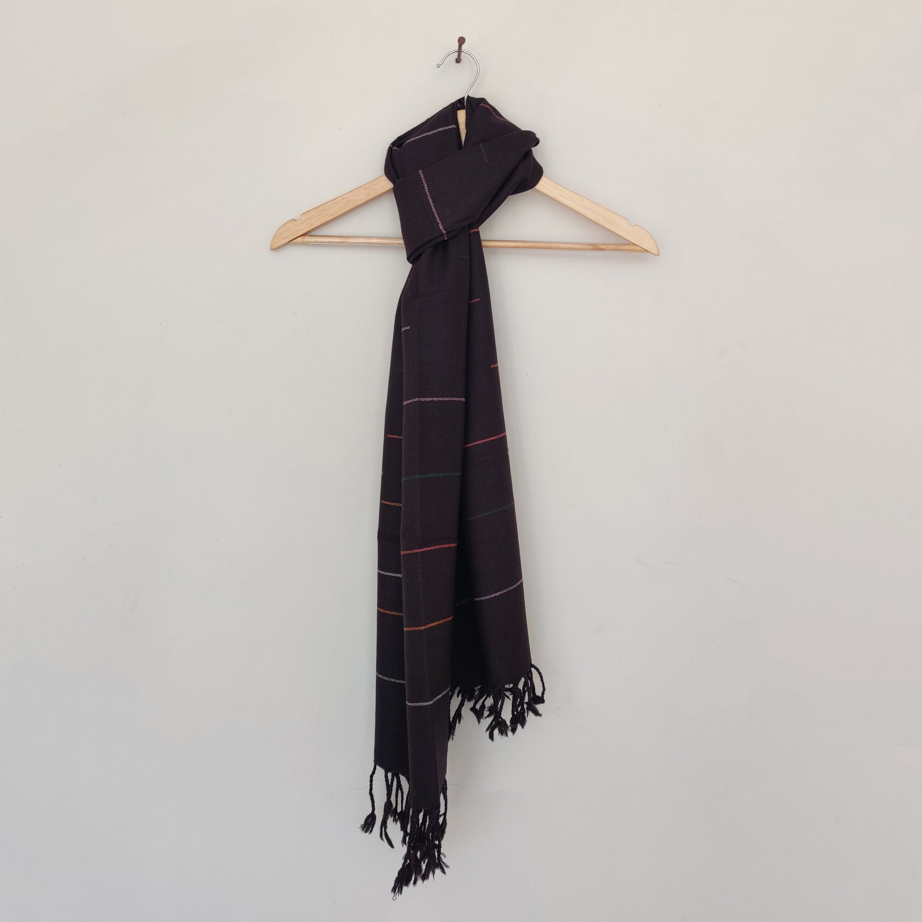 CHARKHA Brown - Multicolor Handwoven Merino Wool Stole - view 3
