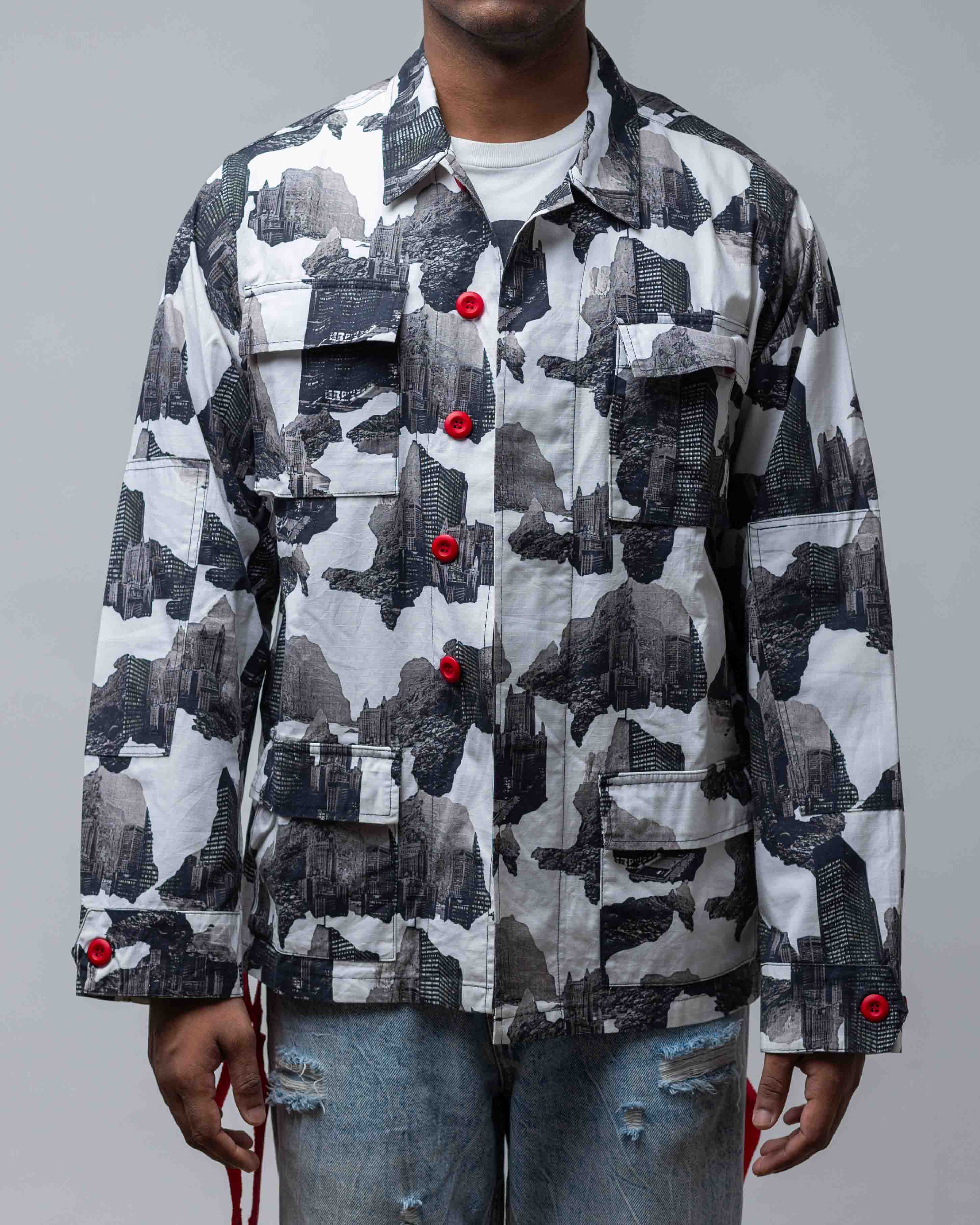 Off-White 2013 Velvet Logo Cityscape Aop Cotton Jacket