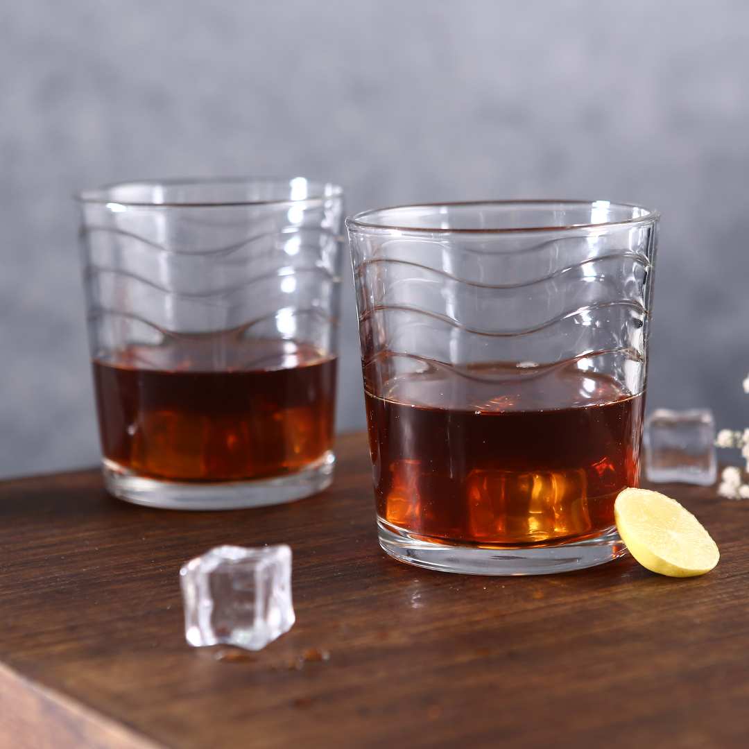 Wonderchef Modena Whiskey Glass Waves 285 Ml (Set Of 6)