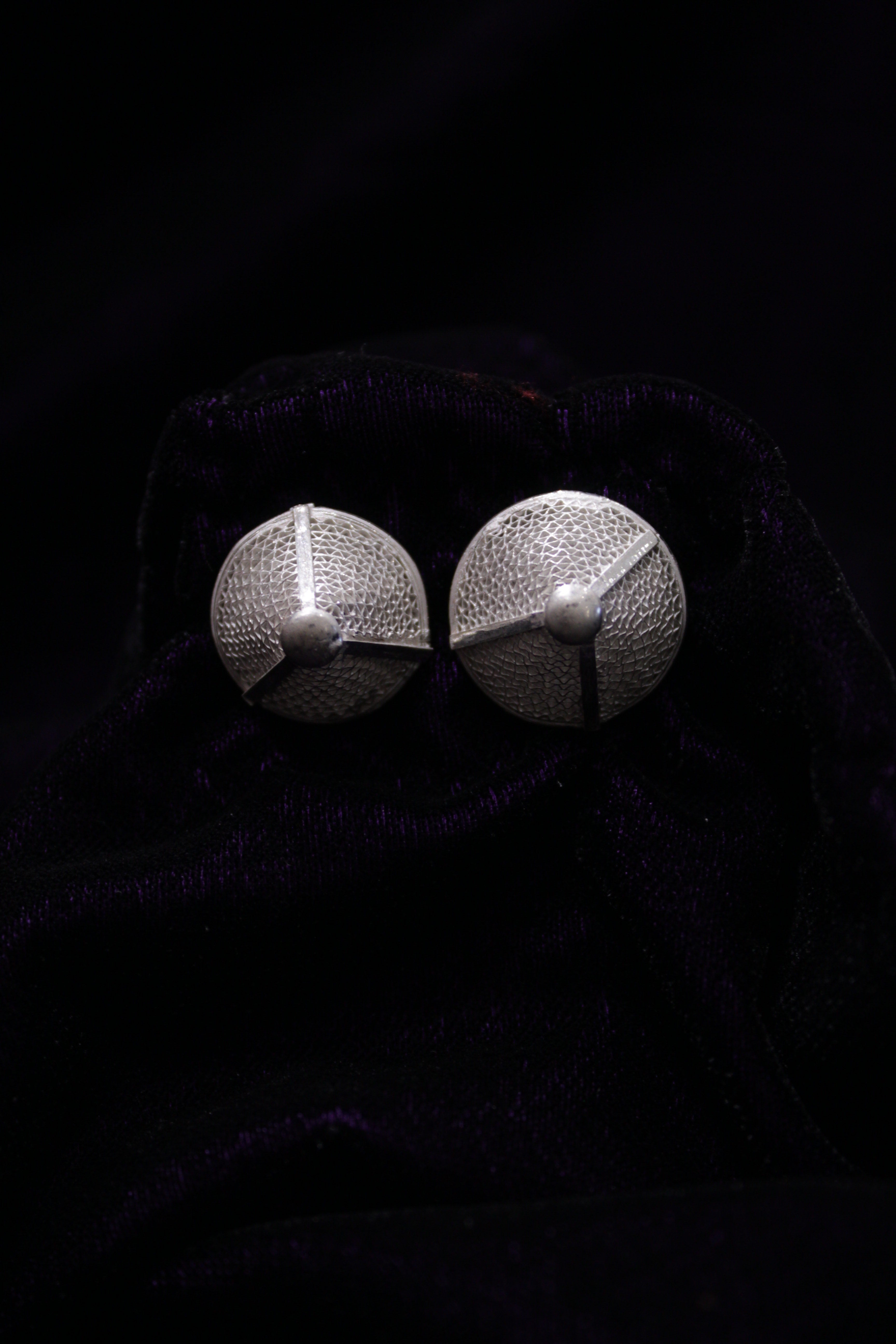 Indianvillez Cone Silver Bead Filigree Earring Stud
