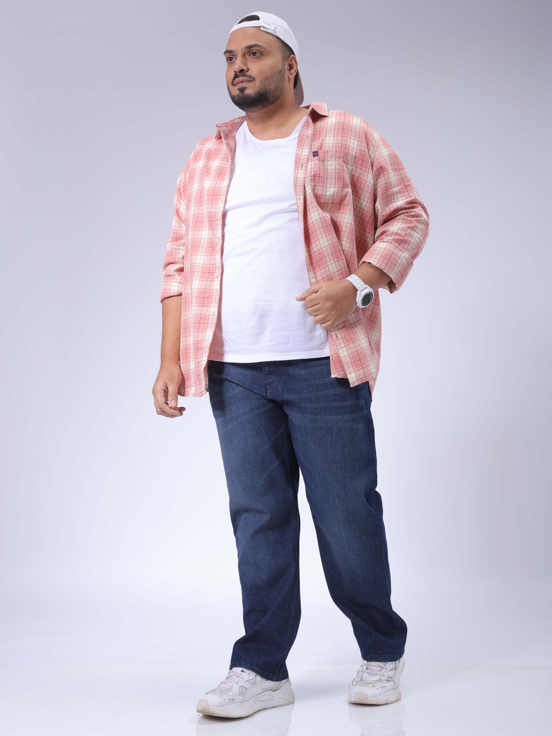 HARDSODA Men's Plus Size Blue Vintage Straight Fit Solid Jeans - view 5