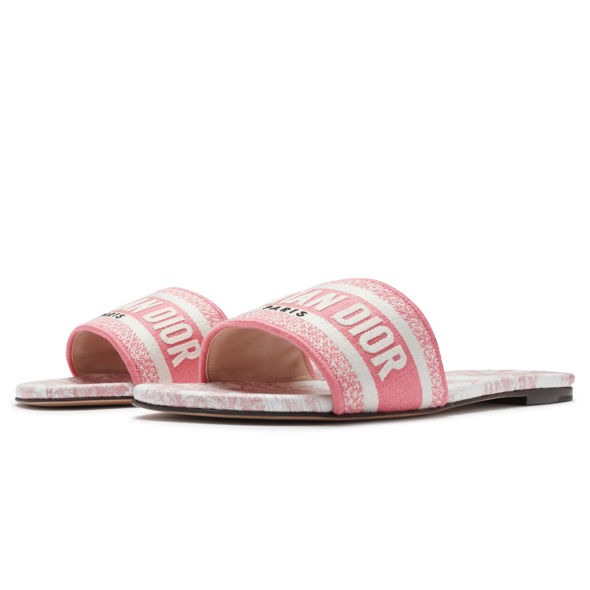 Dior Dway Embroidered Cotton Candy Pink Slides - view 2