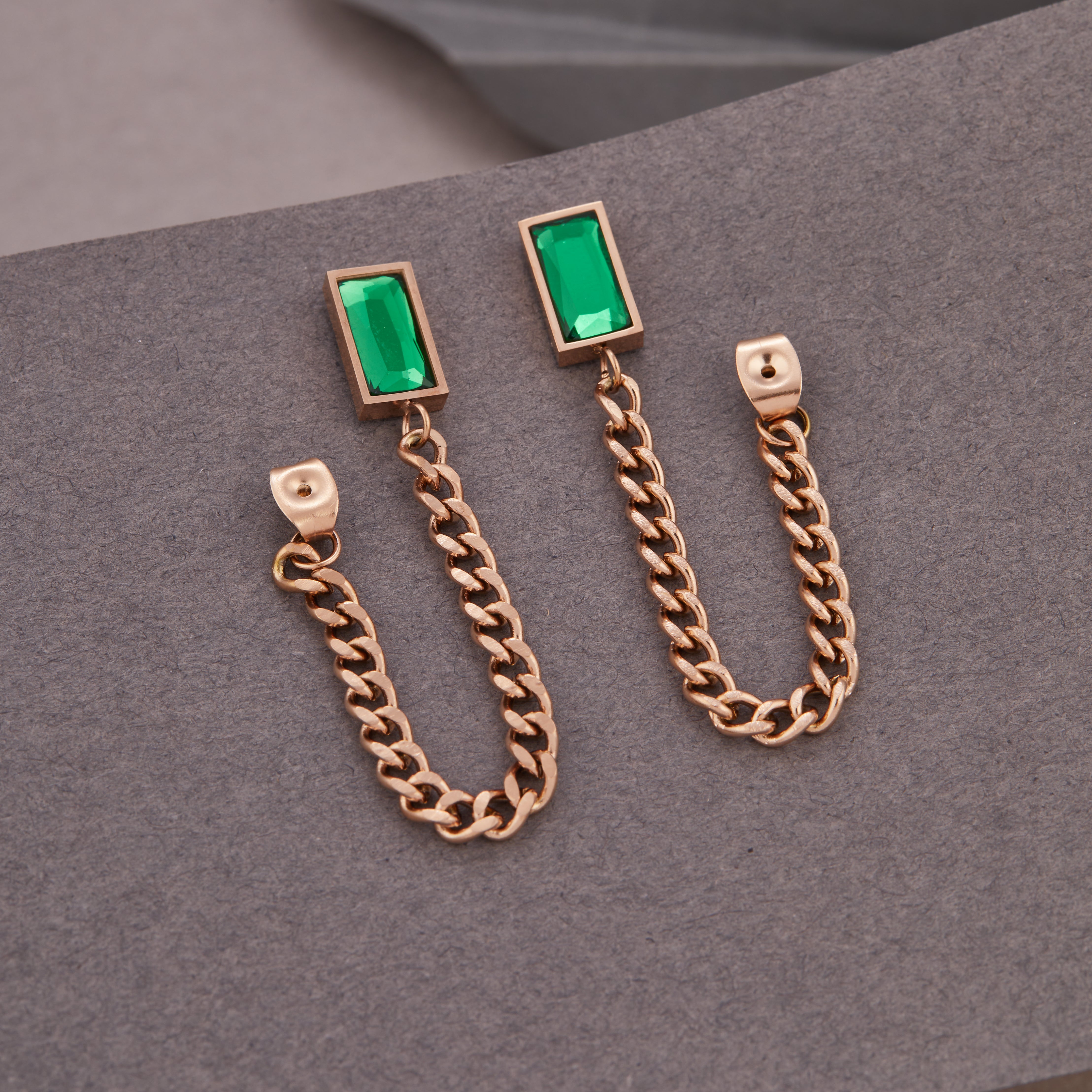 Branta Green Emerald Chain Earrings Design - view 4