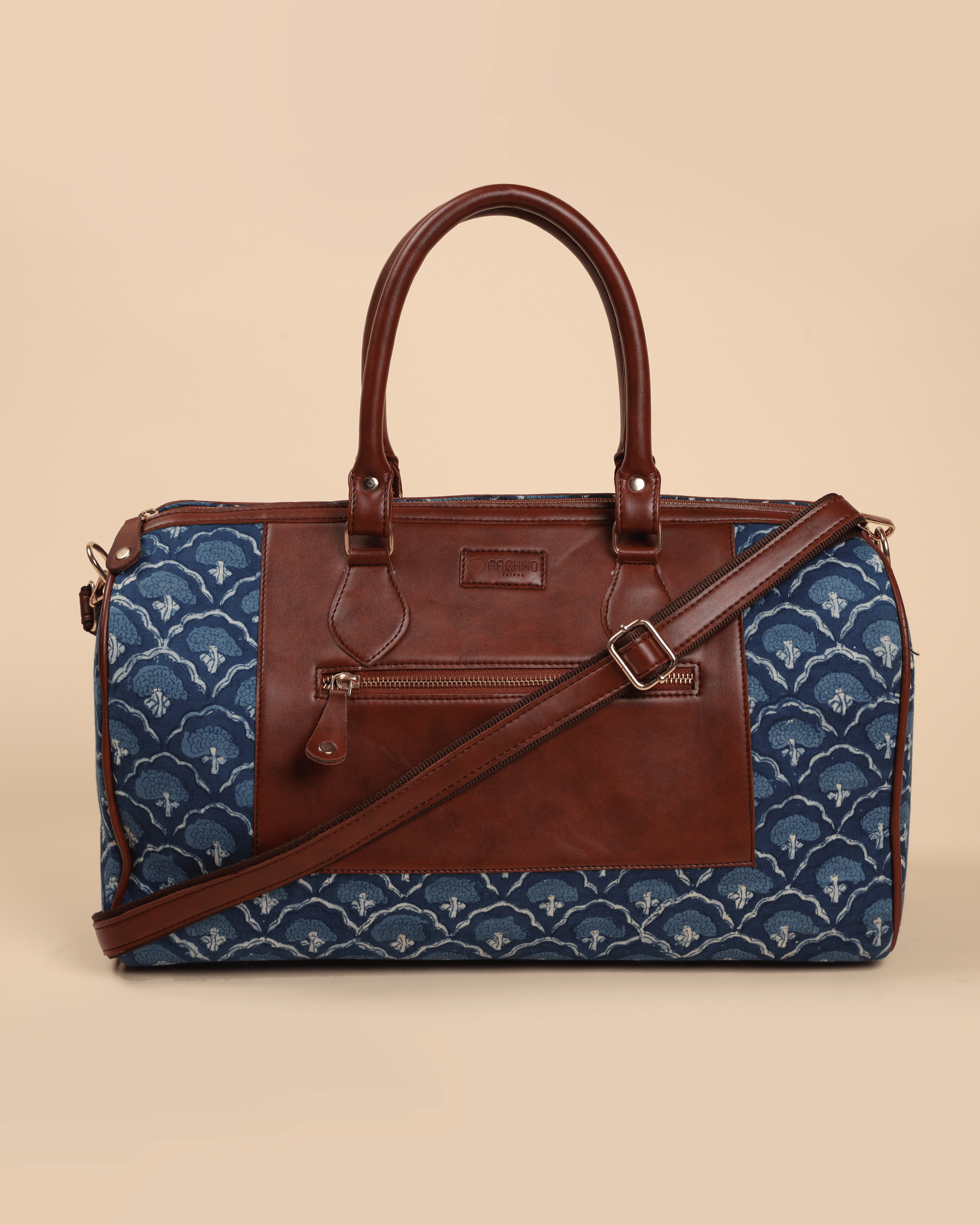 Aachho Coral Current Handblock Duffle Bag