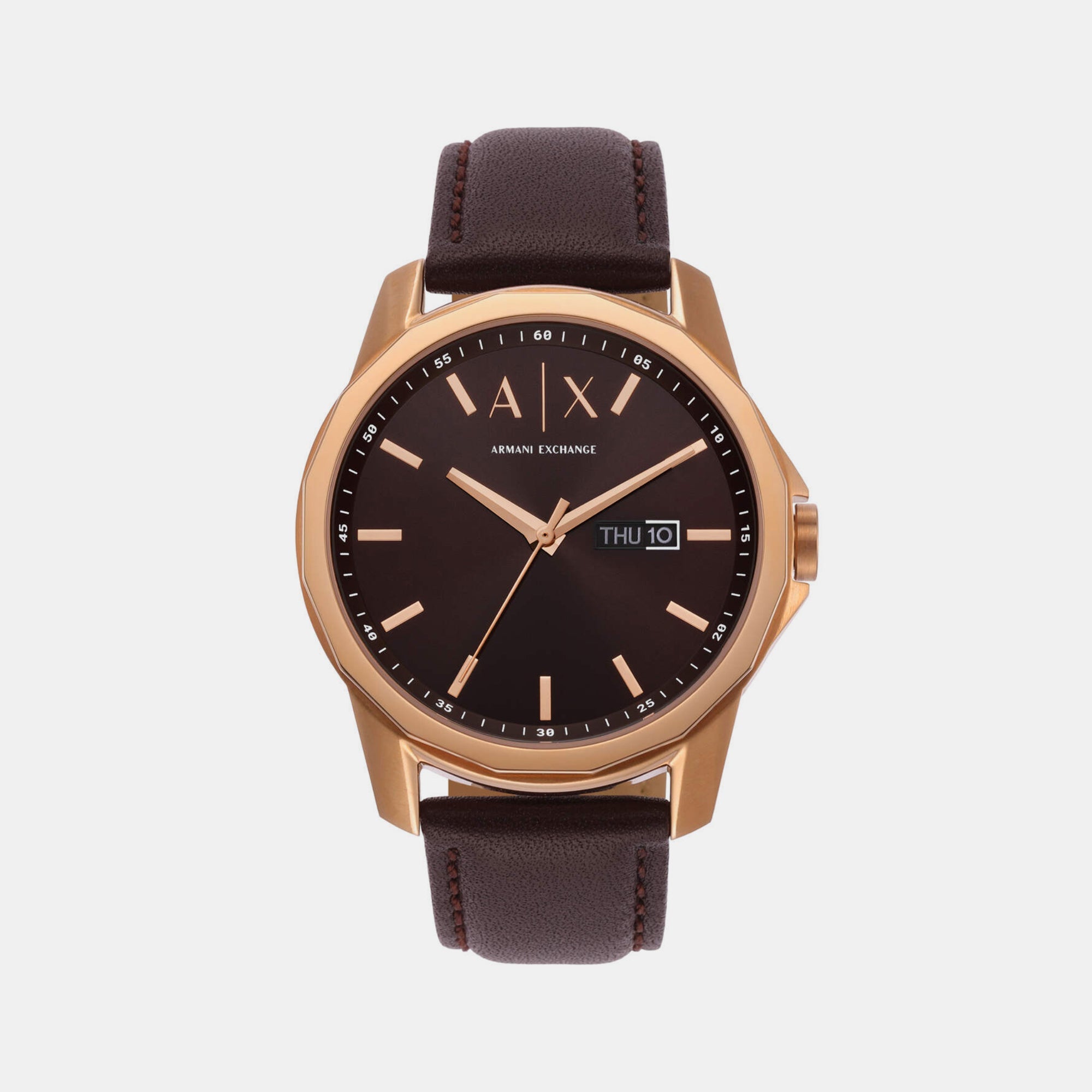 Armani Exchange Banks Men Quartz Brown Dial Analog Leather Watch AX1740