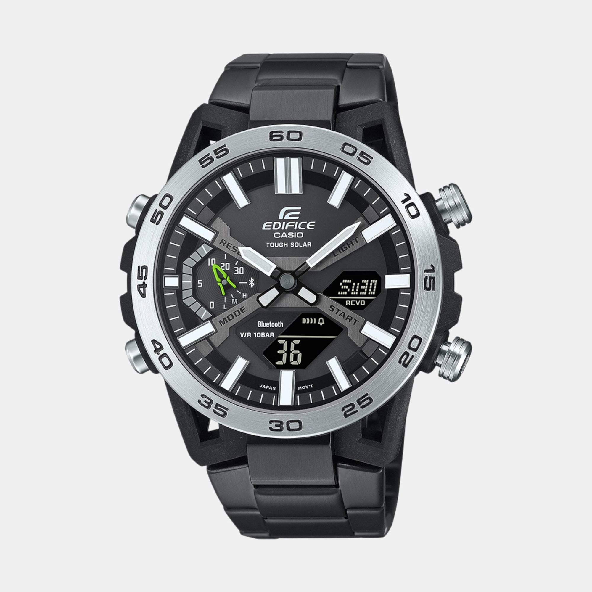 Casio Edifice Men Quartz Black Dial Analog-Digital Stainless Steel Watch ED609