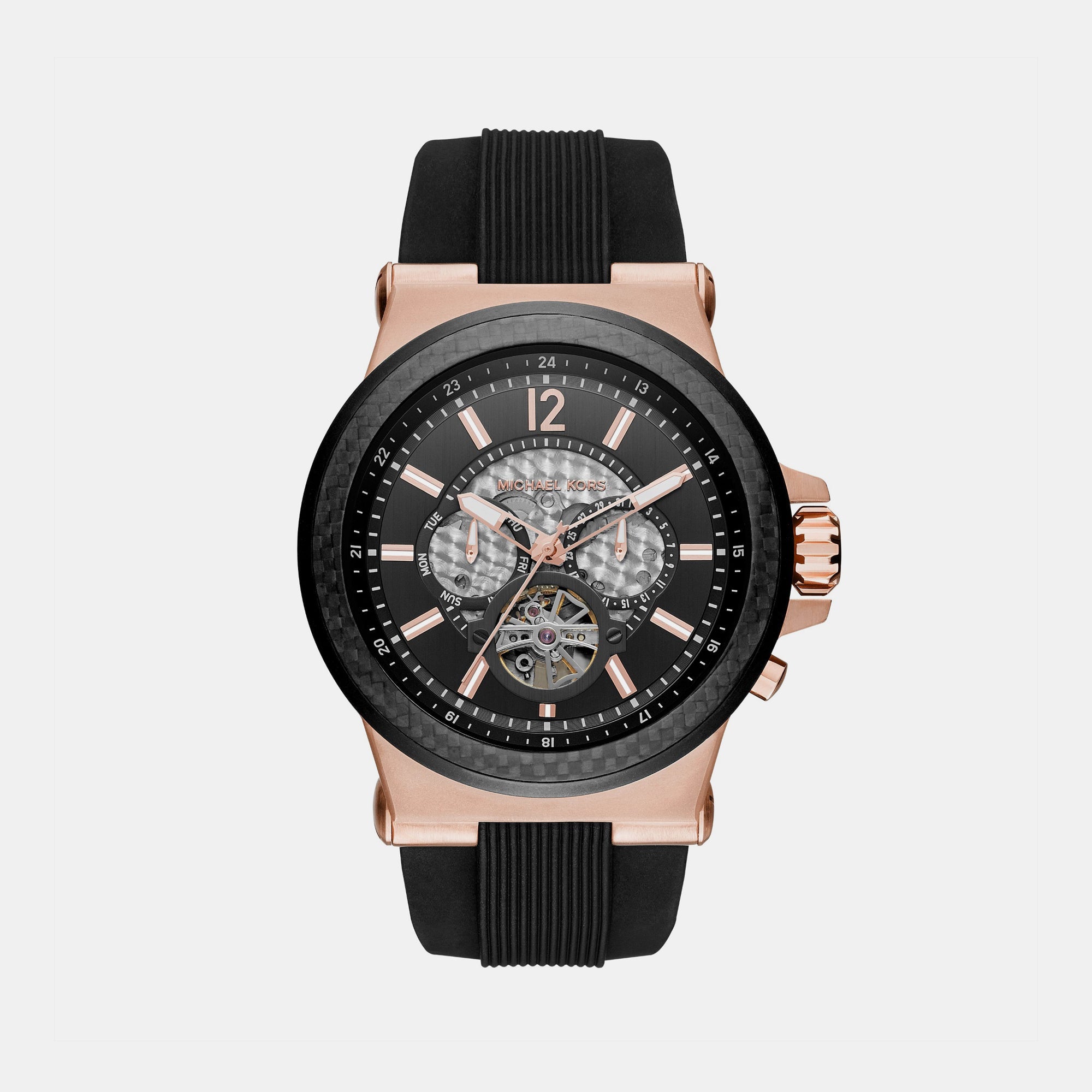 Michael Kors Dylan Men Automatic Black Dial Analog Silicone Watch MK9019