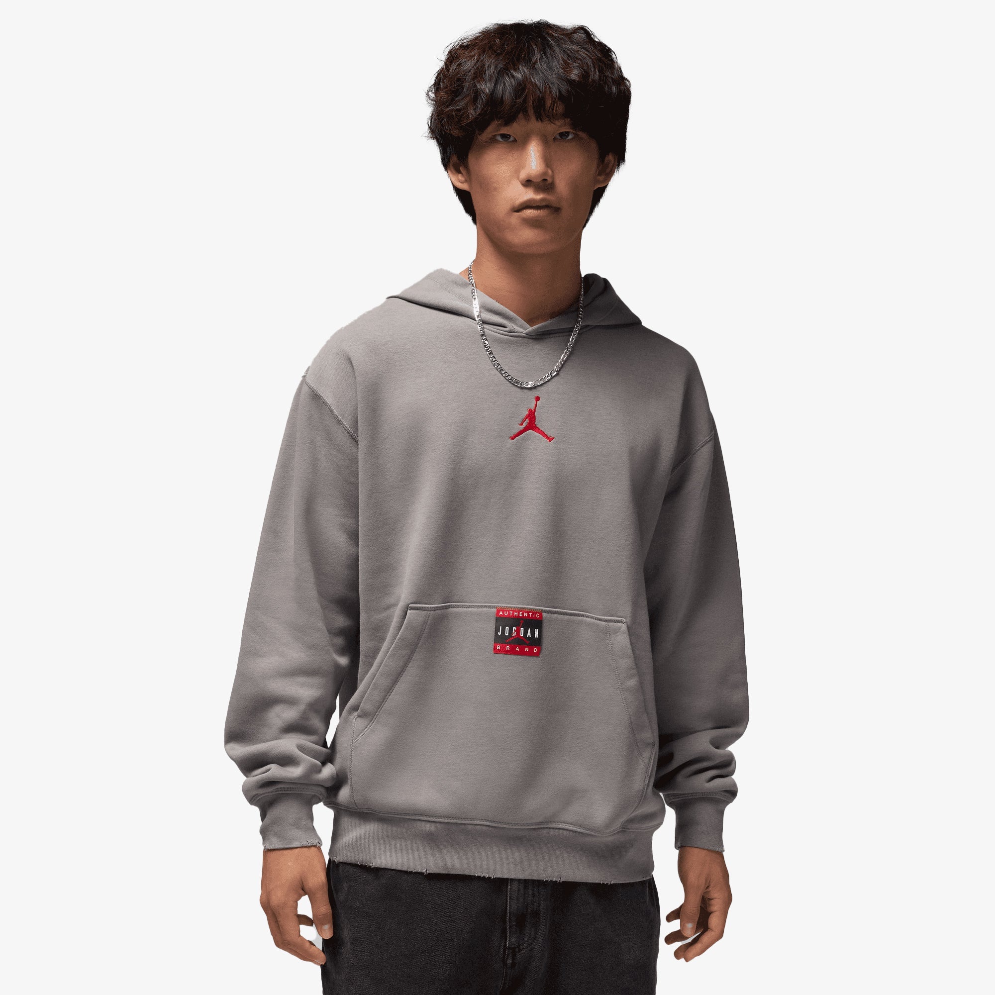 Jordan | Brooklyn Fleece Pullover Hoodie { Flat Pewter/gym Red