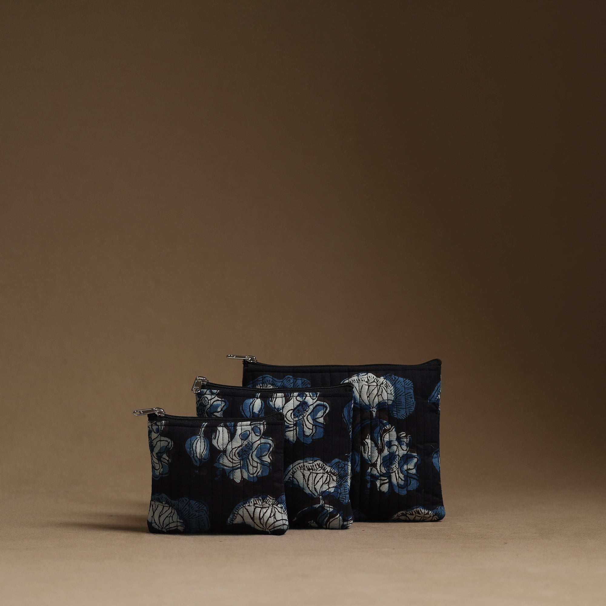 NOORI BAZAR Black - Handmade Cotton Multipurpose Utility Pouches (set of 3) 08